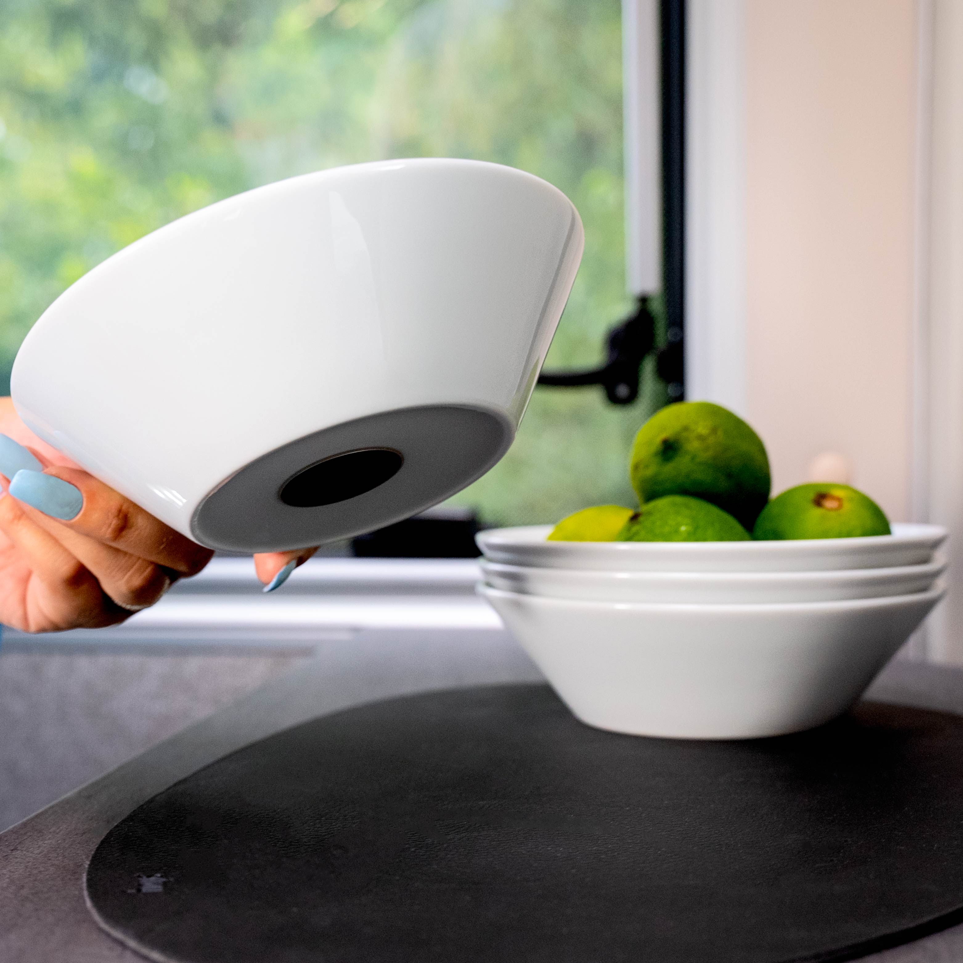 Premium Magnetic Porcelain Bowls - 16cm Set of 4 - Durable & Stylish Kitchenware for Serving, Mixing & Food Storage - Perfect for Restaurants, Home Cooking & Party Entertaining