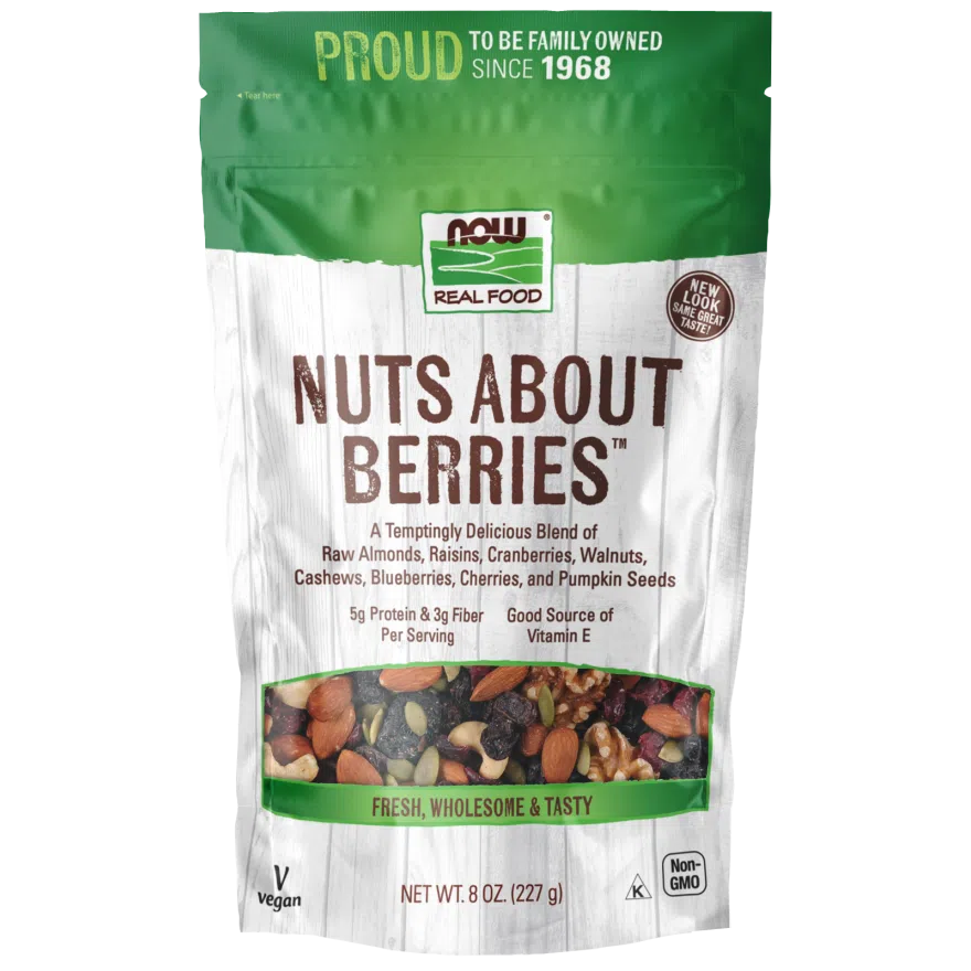 NOW Real Food Nuts About Berries - Premium Dried Fruit & Nut Mix with Antioxidants - Healthy Snack for Hiking, Office & On-the-Go Lifestyle