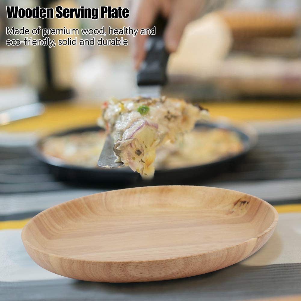 Round Wooden Serving Tray - Handcrafted Charcuterie Board for Fruits, Bread, Salad & Appetizers | Kitchen Countertop & Dining Table Organizer | Perfect for Entertaining, Brunch & Party Platters