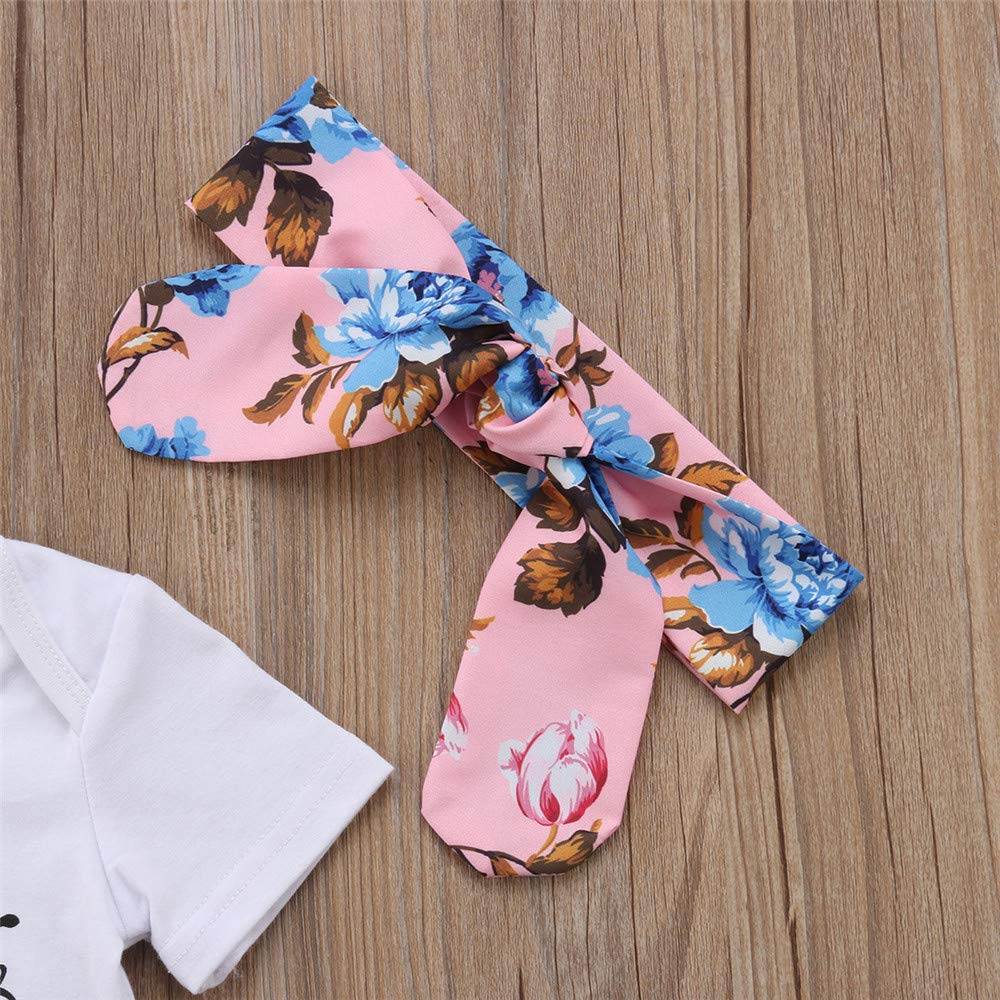 Newborn Baby Girls Floral Outfit Set - Cute Blessed Print Romper Bodysuit with Ruffle Bloomer Shorts & Headband | Perfect for Baptism, Photo Shoots & Special Occasions