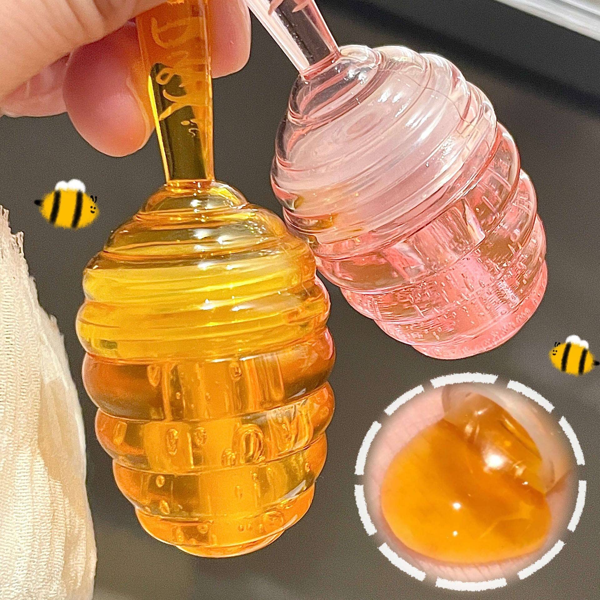 **Honey Lip Oil & Clear Lip Gloss Set - 2PCS Moisturizing Lip Gloss, Transparent Lip Comfort Oil with Honey Flavor for Hydration & Shine | Perfect for Daily Wear, Night Out, and Makeup Looks**