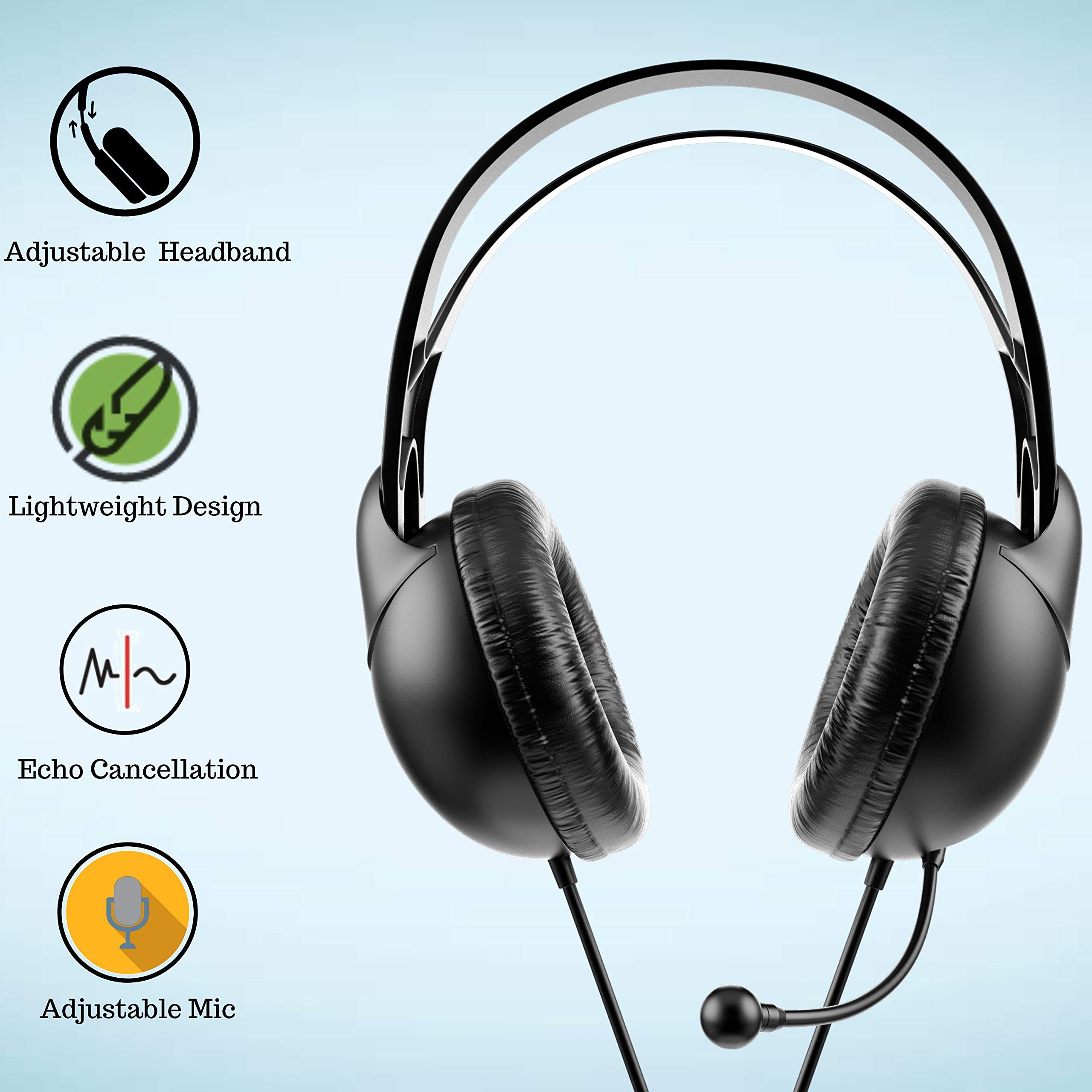 PHILIPS Computer Headset with Noise Cancelling Microphone - 3.5mm Lightweight Headphones for Laptop, PC, Home Office & Call Center | Perfect for Zoom, Skype, Webinars & Online Meetings