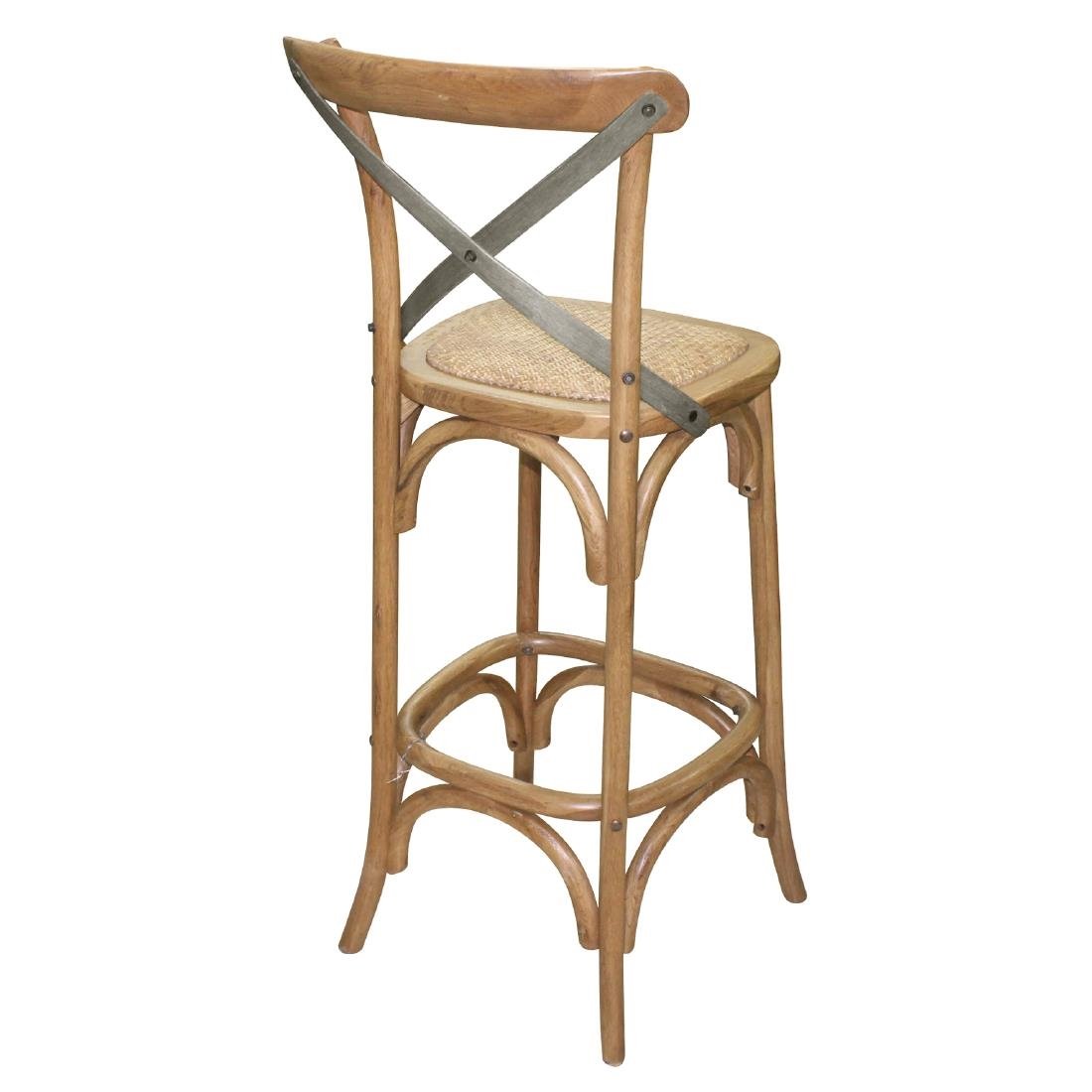 Bolero Wooden Bar Stool with Backrest - Rustic Solid Wood Counter Height Stool for Kitchen Island, Breakfast Bar & Home Decor - Comfortable & Durable Dining Chair