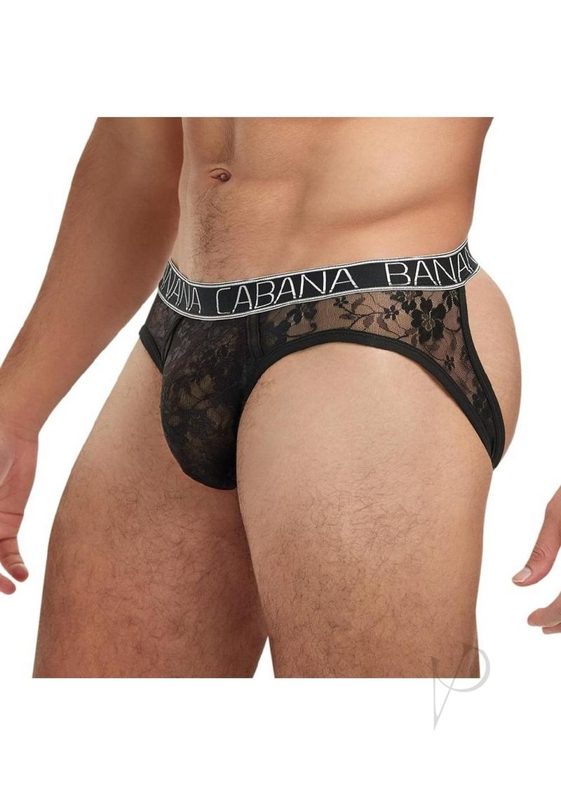 Banana Cabana Lace Open Back Brief - Small/Medium Size - Black Lingerie for Romantic Nights & Special Occasions