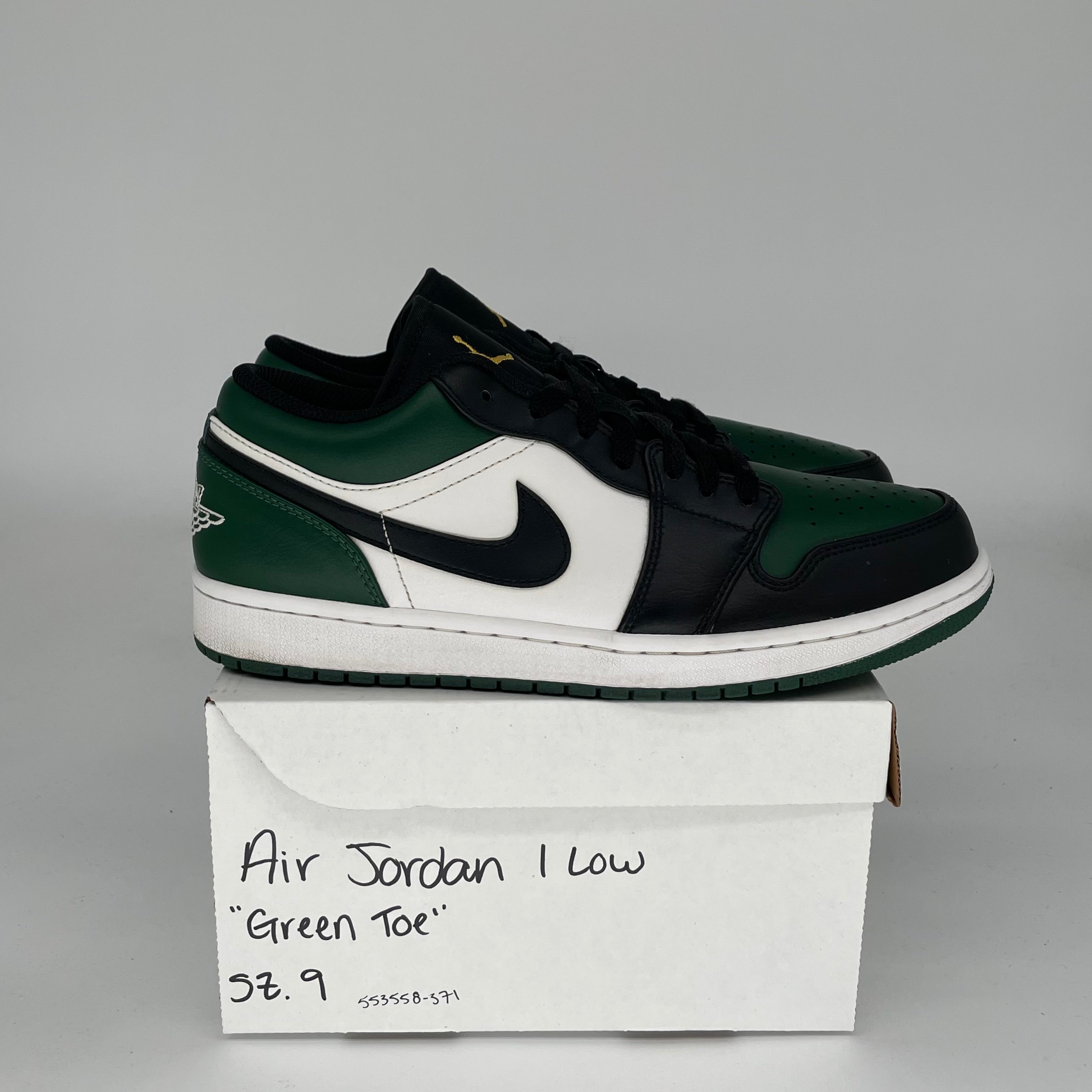 Air Jordan 1 Low Green Toe Men's Basketball Shoes Size 9 - Style 553558-371 | Sneakers for Casual Wear, Street Fashion & Sports