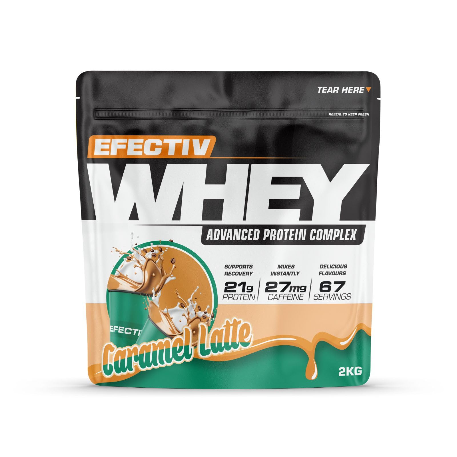 Efectiv Nutrition Whey Protein Powder - 2000g (4.4 lb) for Muscle Growth & Recovery | Post-Workout & Meal Replacement | Unflavored