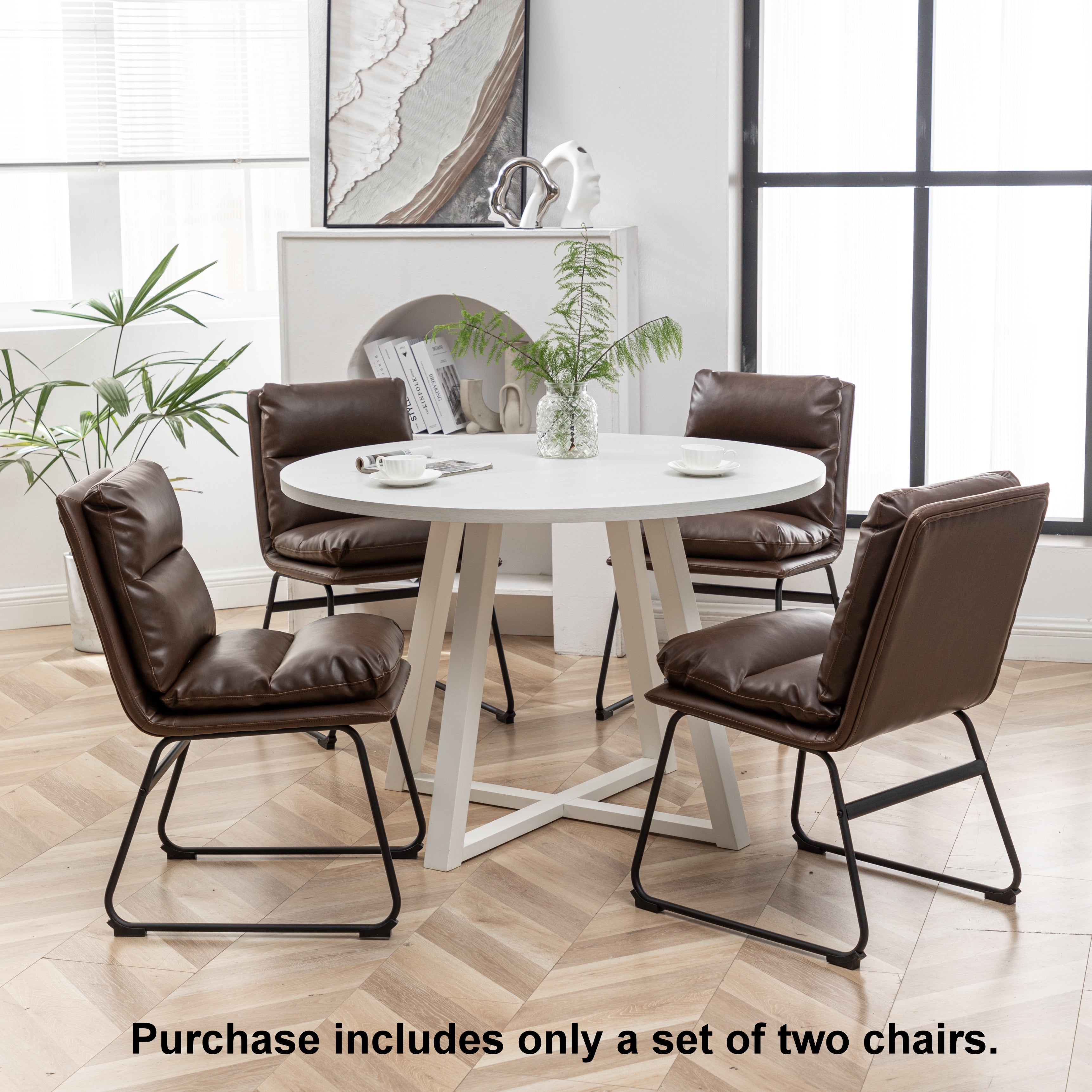 Roundhill Furniture Milos Modern Upholstered Dining Chairs Set of 2 - Comfortable Kitchen & Dining Room Seating for Home & Restaurant Use