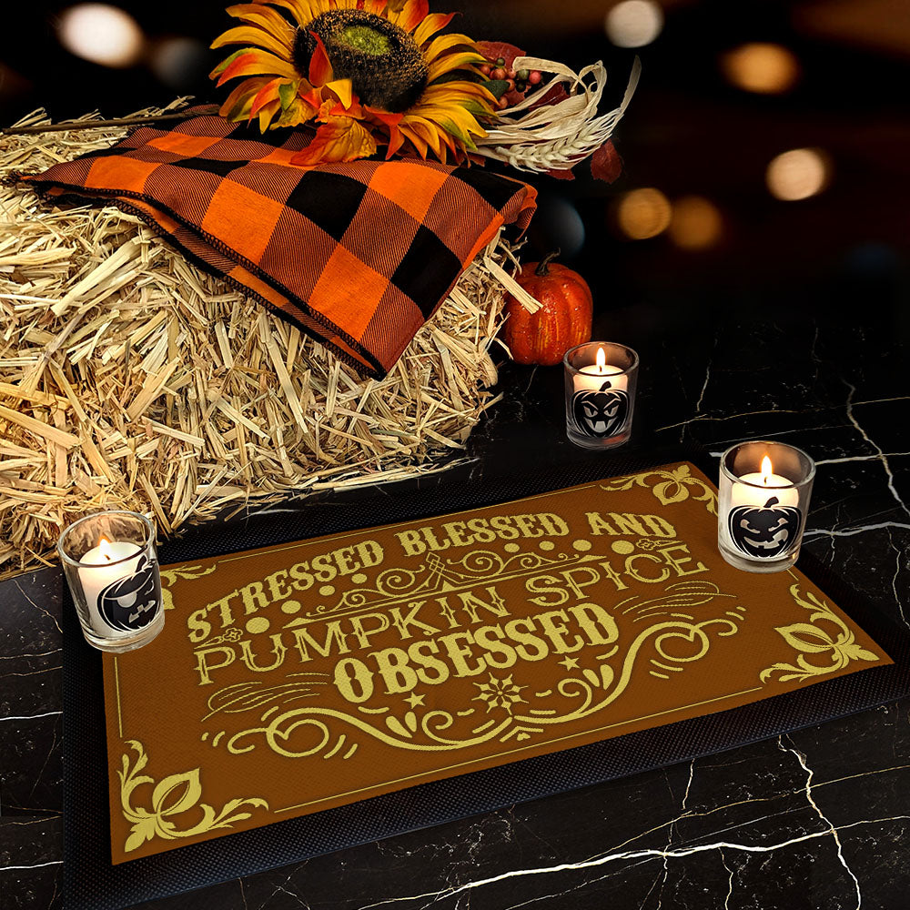 Bar Service Mat - Non-Slip Pumpkin Spice Themed 17.25