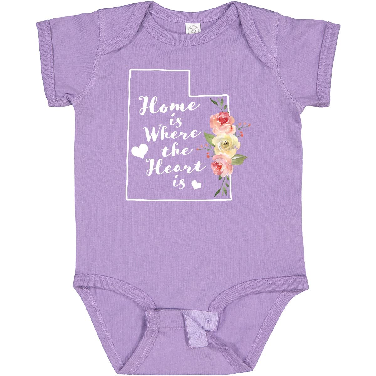 Inktastic Utah Home is Where The Heart is Watercolor Floral Baby Bodysuit - Soft Cotton Infant Onesie for Newborns, Baby Showers & Family Photos