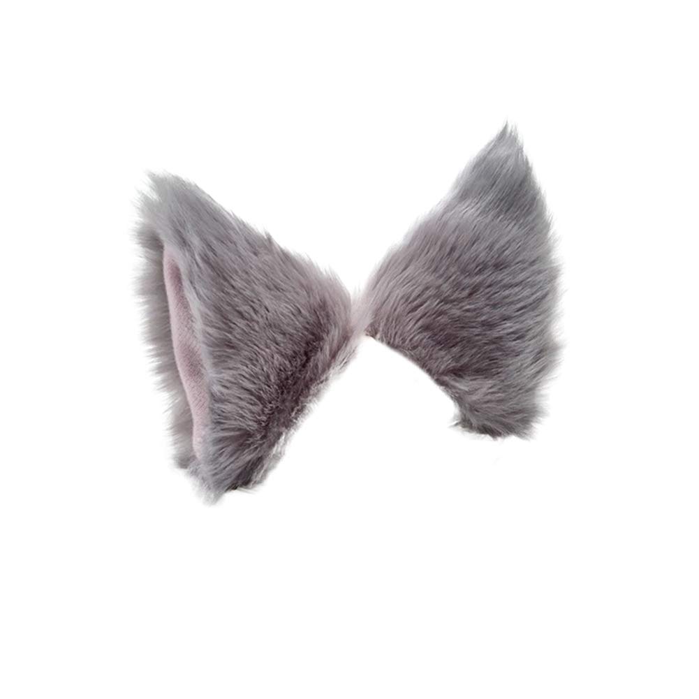Cute Cartoon Animal Furry Ears Hair Clips - Cat Grey Cosplay Headband for Halloween, Birthday Parties & Anime Conventions - Fun Costume Accessory for Women & Men