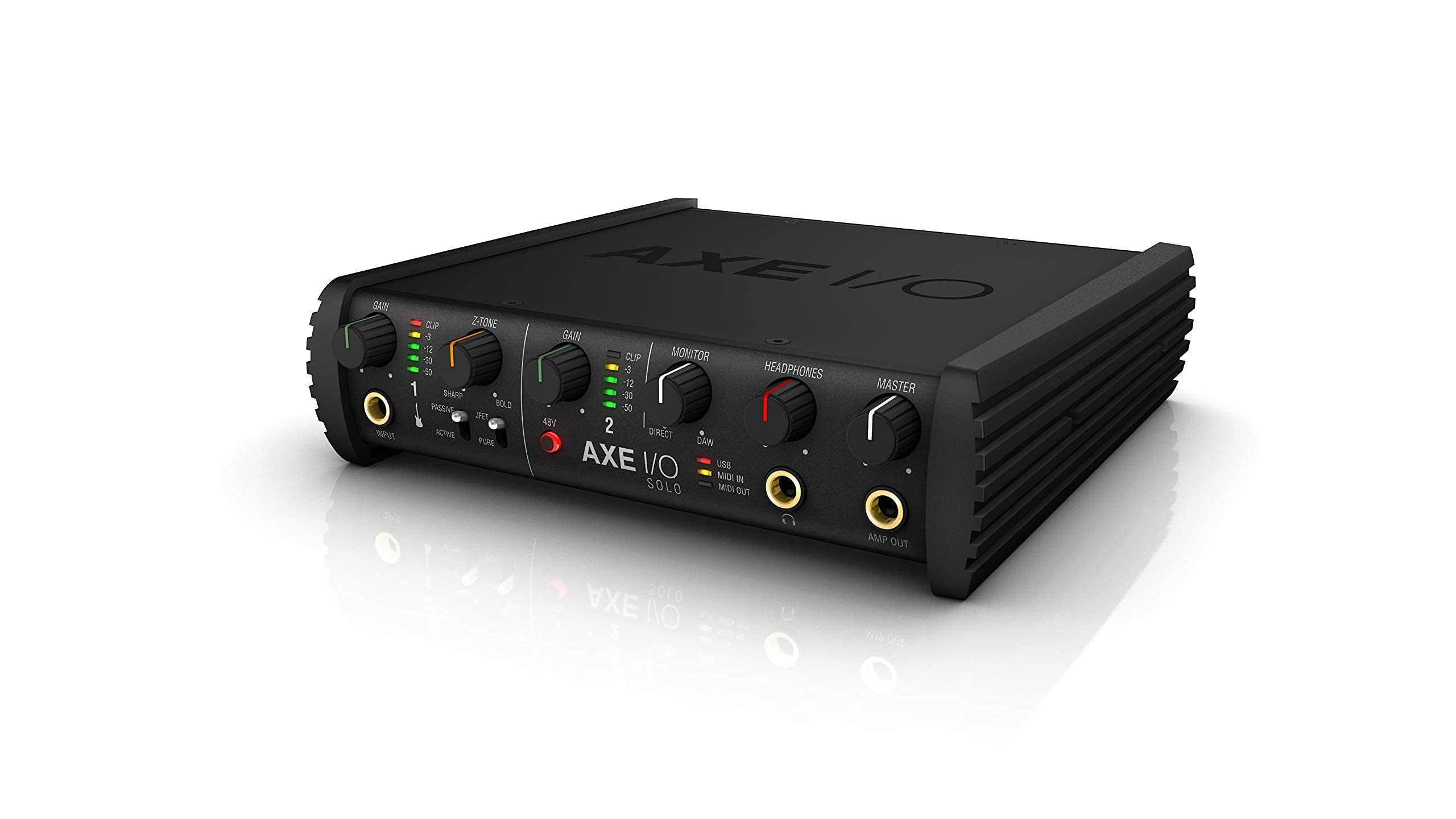IK Multimedia AXE I/O SOLO Premium USB Audio Interface for Guitar - 2-in 3-out, 24-bit/96kHz, Hi-Z Re-Amp, Mac/PC Compatible with AmpliTube & TONEX Software Bundle - Perfect for Home Recording, Studio Production & Guitar Tone Shaping