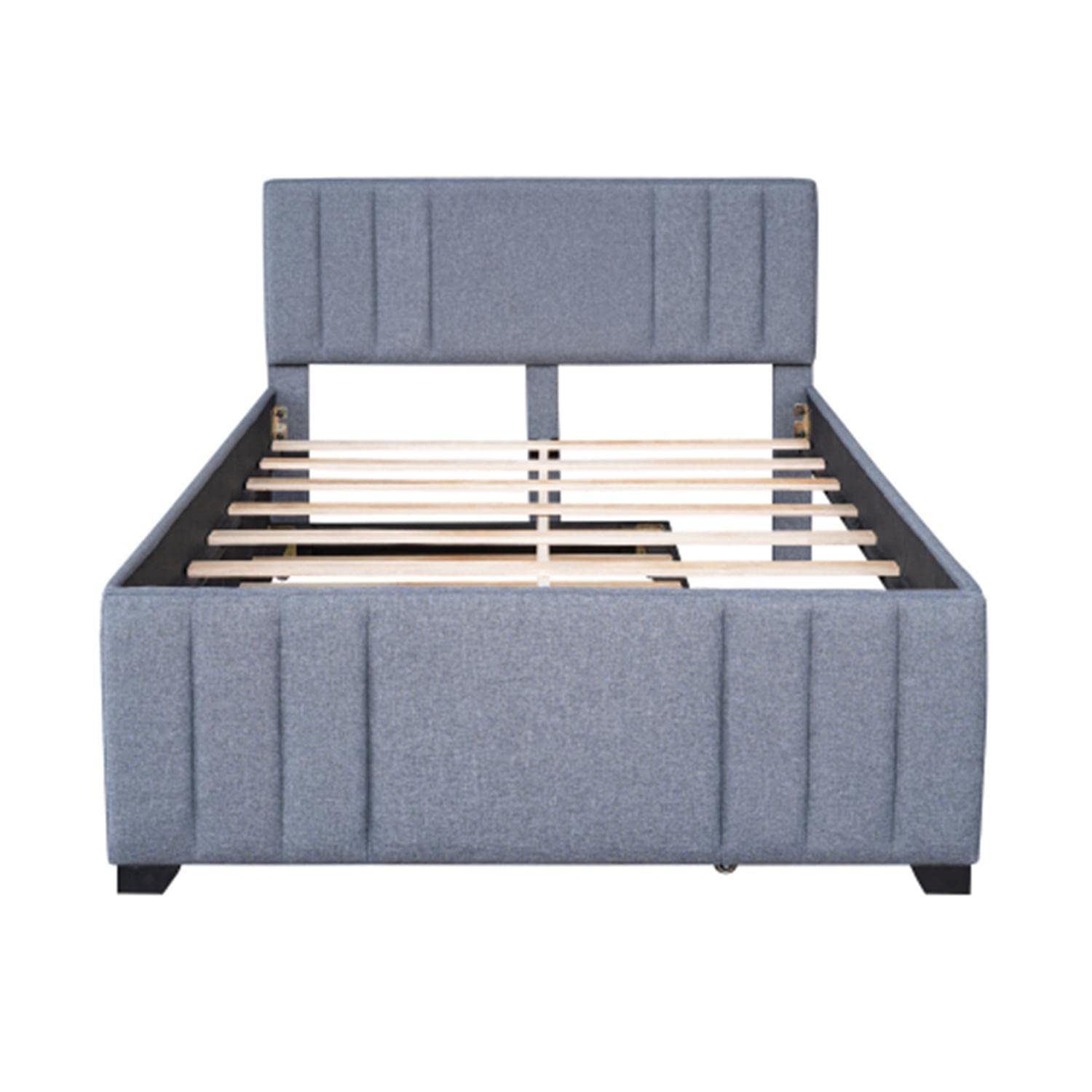 Multi-Utility Platform Bed Frame with Trundle - Space Saving & Easy Assembly for Small Bedrooms