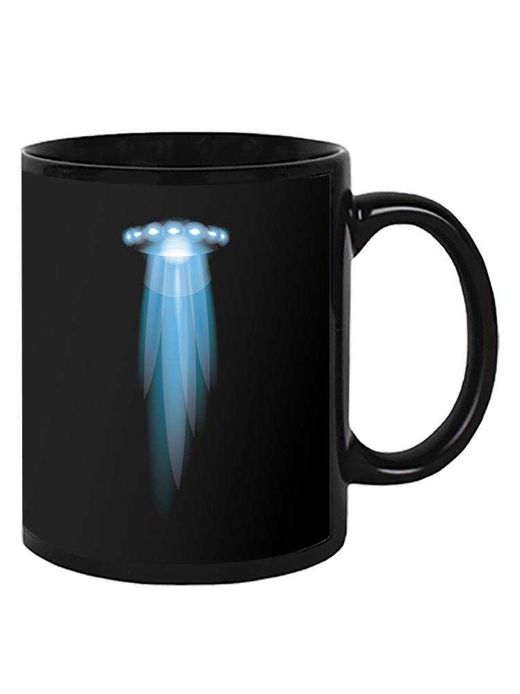 Spaceship Beaming Lights Coffee Mug - Unique Sci-Fi Themed Ceramic Cup for Tea & Hot Drinks - Perfect Gift for Space Enthusiasts & Office Use