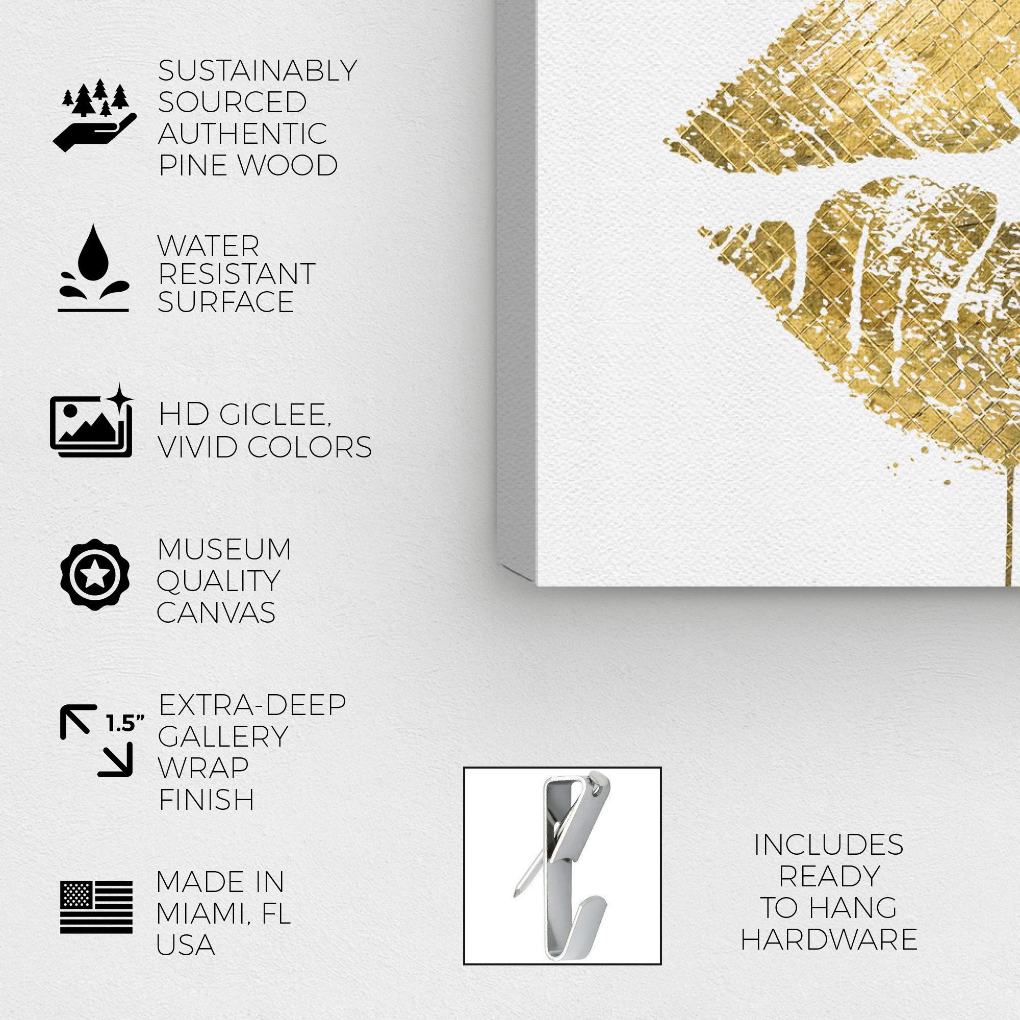 Oliver Gal Artist Co. Fashion & Glam Wall Art Canvas Prints - 24x16 Inch Home Decor in White & Gold | Perfect for Living Room, Bedroom & Office Wall Decor