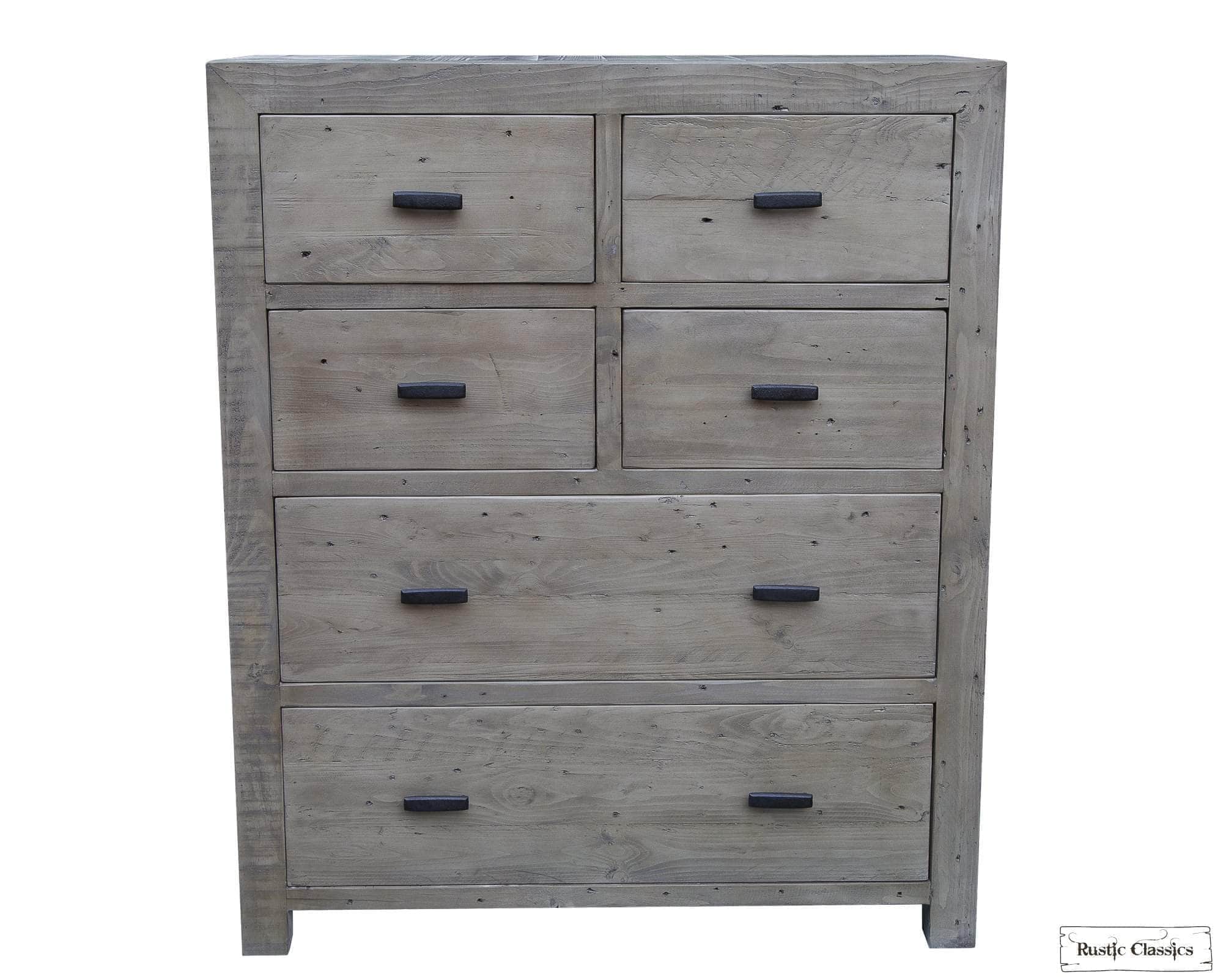 Whistler Reclaimed Wood 6-Drawer Dresser in Grey - Rustic Bedroom Storage Solution for Master Bedroom or Guest Room