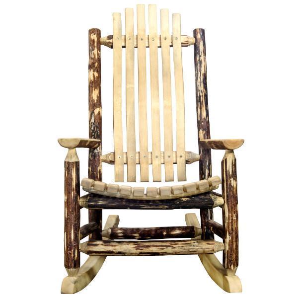 Premium Glacier Country Adult Log Rocker Chair - Heavy Duty Outdoor Patio Furniture - Weather-Resistant Stain Finish - Perfect for Porch, Garden & Camping Relaxation