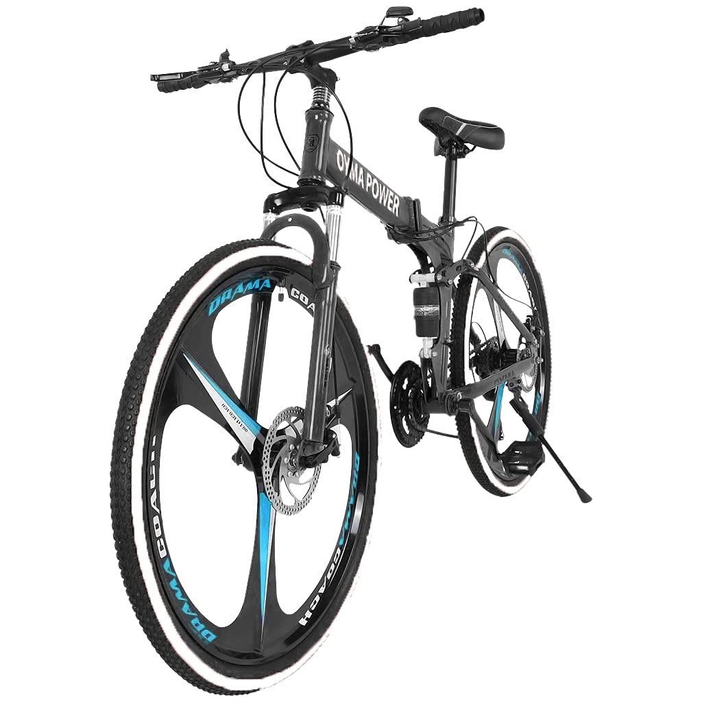 LOSTOX 27.5 Inch Folding Mountain Bike - Shimano 21 Speed Gears, Full Suspension MTB for Adults - Perfect for Trail Riding, Commuting & Outdoor Adventures