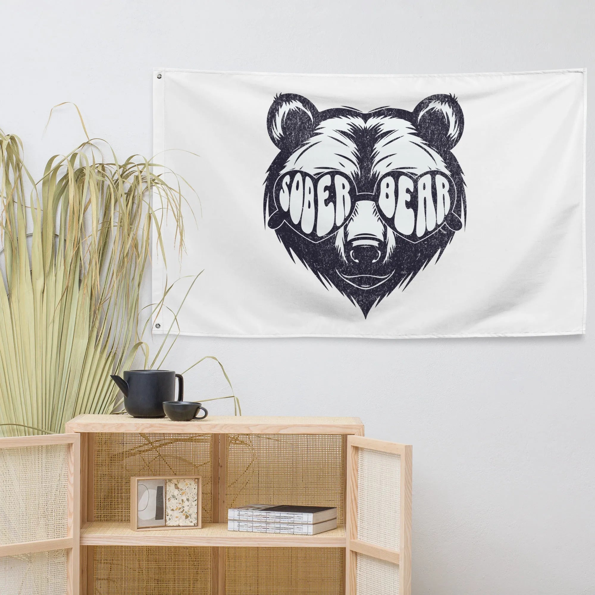 Sober Bear Flag - Motivational Sobriety Banner for Recovery & AA Meetings - Perfect for Home, Office, and Support Group Decor