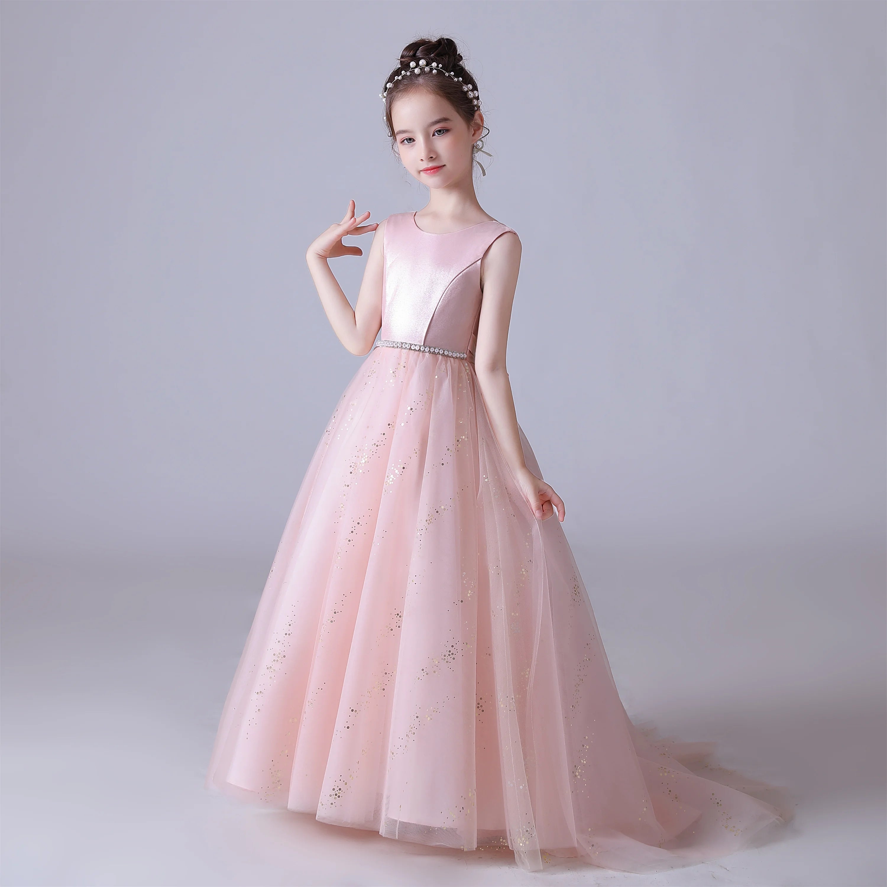 Sparkling Tulle Flower Girl Dress for Kids - Sleeveless Princess Gown for Birthday Party, Wedding, Pageant & Special Occasions
