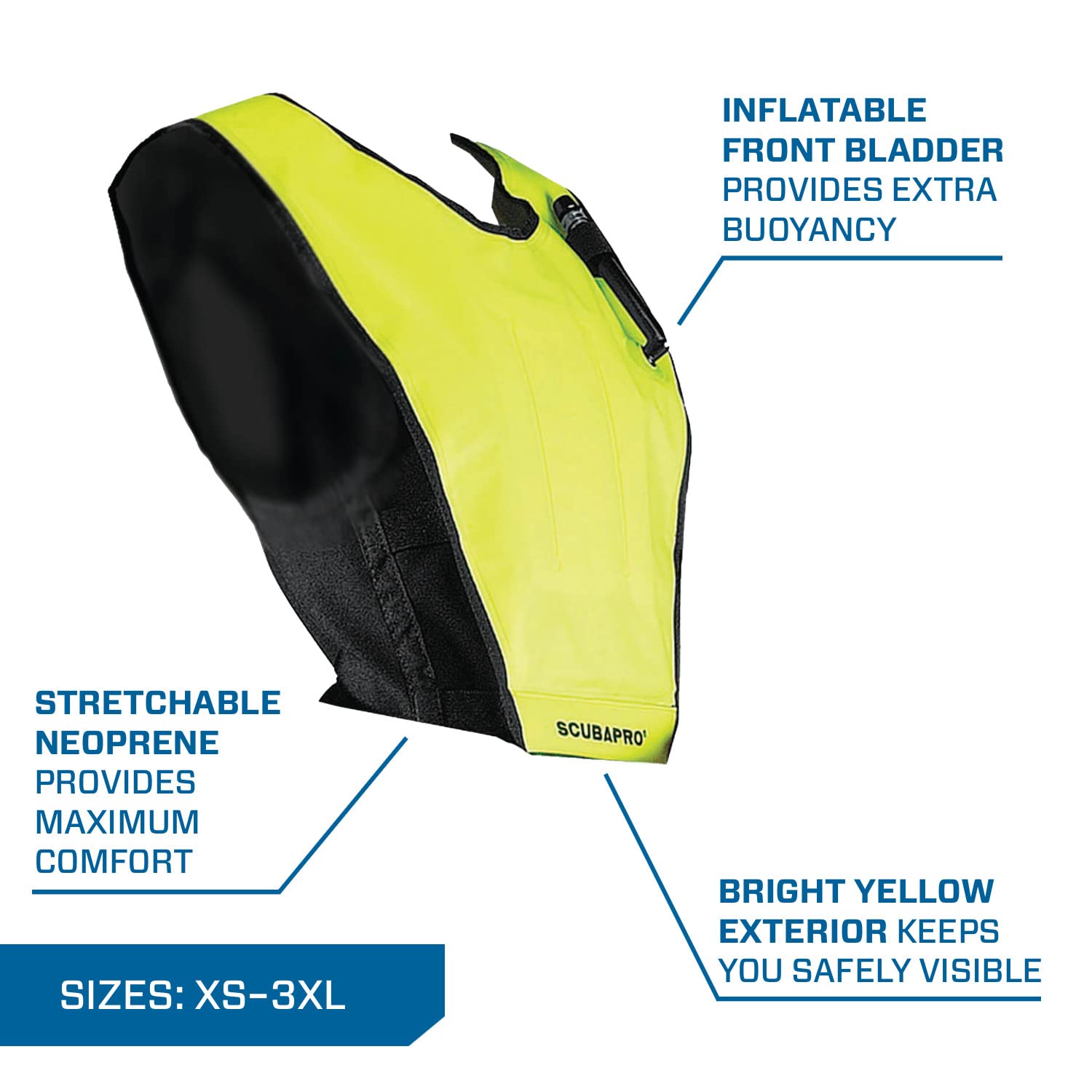 SCUBAPRO Cruiser Adult Snorkeling & Scuba Diving Vest - Adjustable Buoyancy Control for Men & Women, Yellow/Black - Perfect for Ocean Adventures, Pool Training & Water Sports