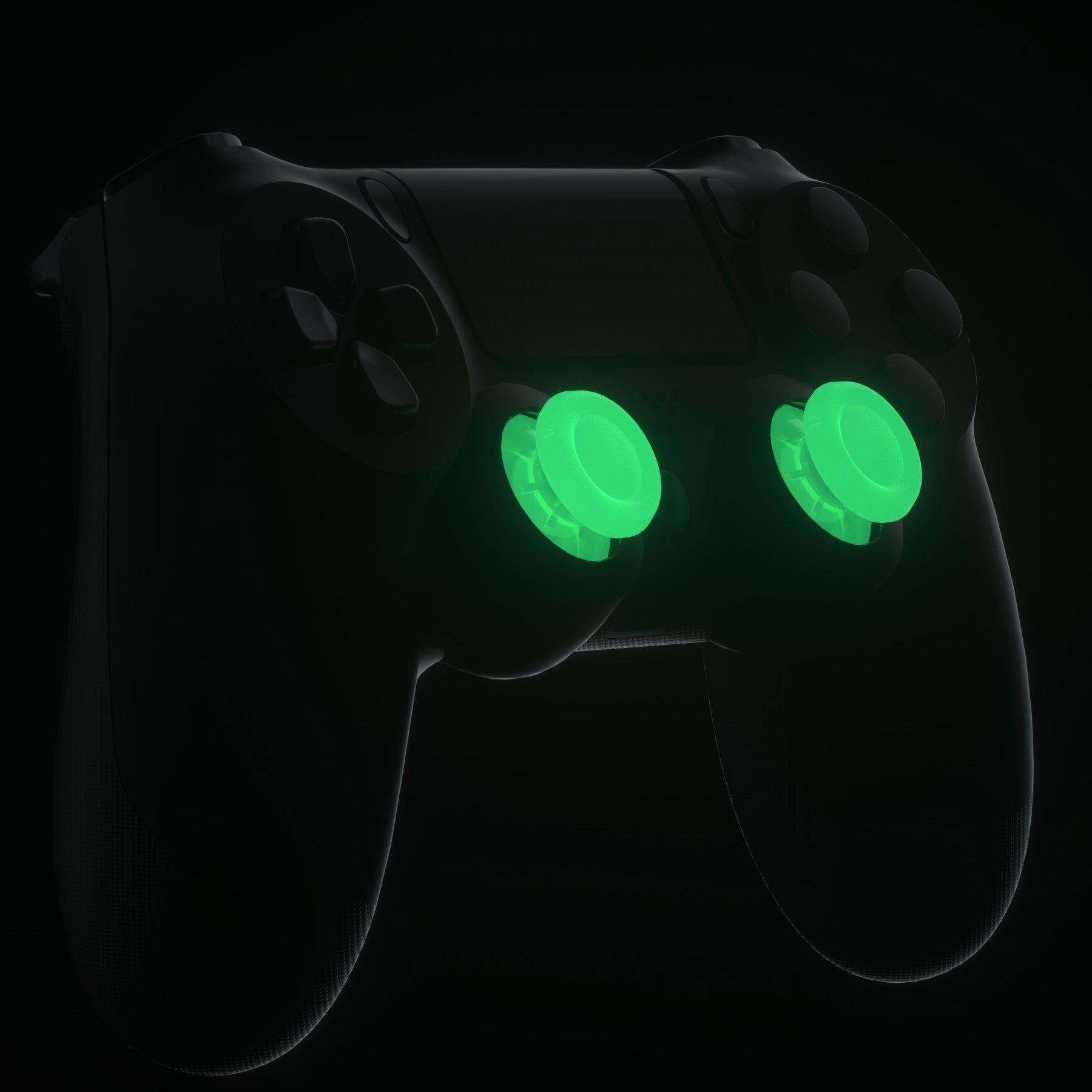 eXtremeRate Glow in Dark Green Dual Color 3D Replacement Joystick Thumbsticks for PS4 Slim/Pro Controller - Includes Phillips Screwdriver (P4J0133) | Perfect for Gaming in Low Light & Nighttime Play