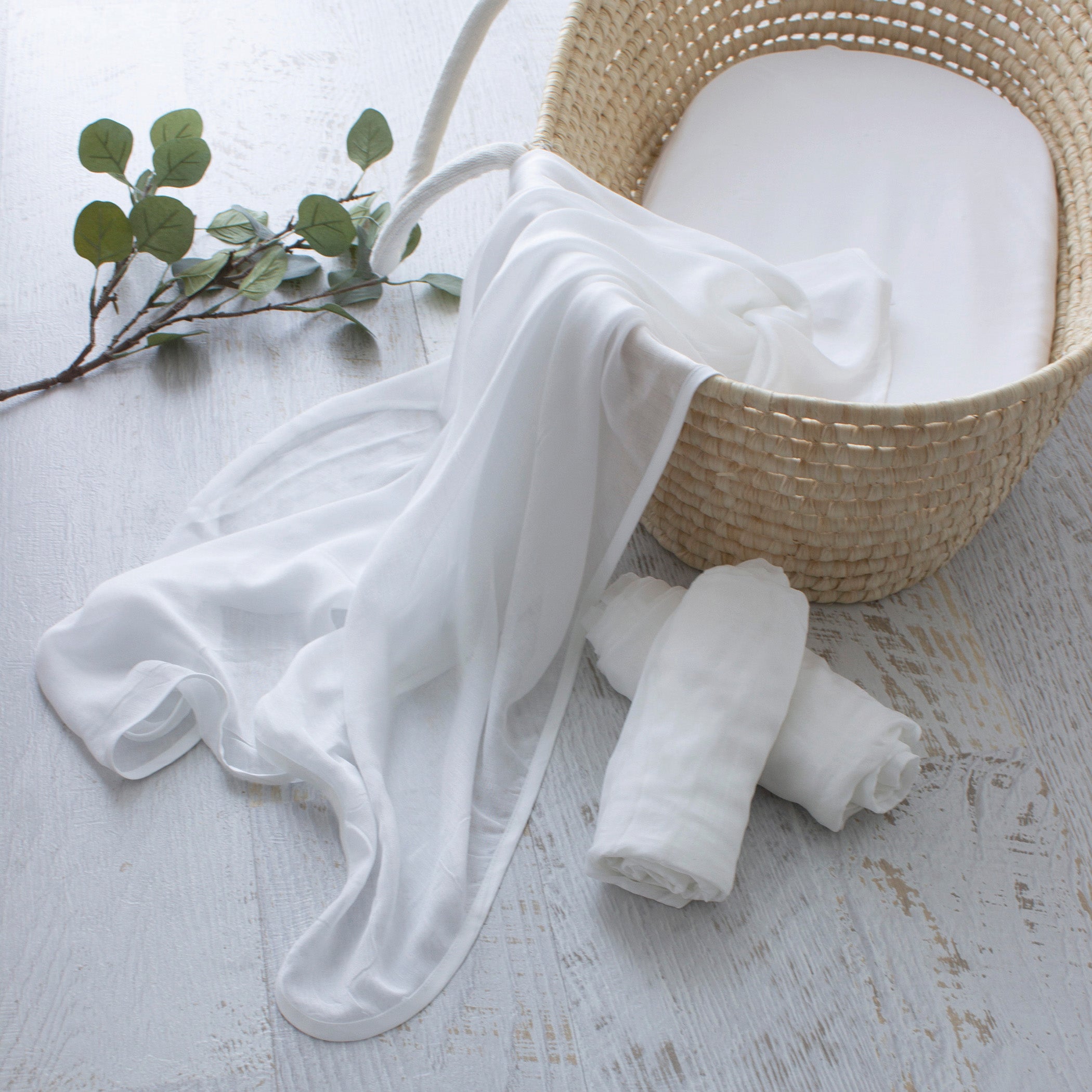 Soft Bamboo White 3-Pack Muslin Swaddle Wraps for Newborns - Breathable Baby Blankets for Swaddling, Nursing & Comfort | Perfect for Nursery, Travel & Photo Shoots