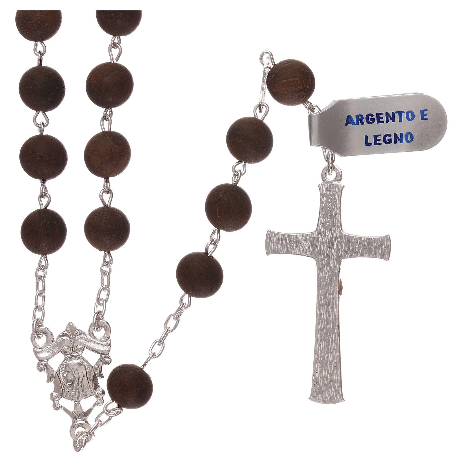 Handmade Wooden Beads Rosary with 925 Sterling Silver Cross - Catholic Prayer Beads for Devotion, Meditation & Spiritual Gifts