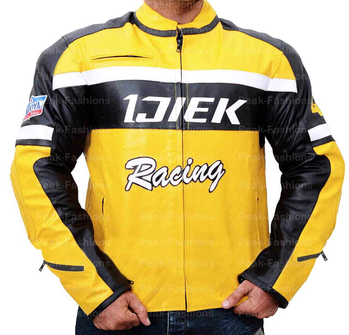Men's Dead Rising 2 Chuck Greene Biker Yellow Motorcycle Faux Leather Jacket - Cosplay Costume & Halloween Outfit for Video Game Fans
