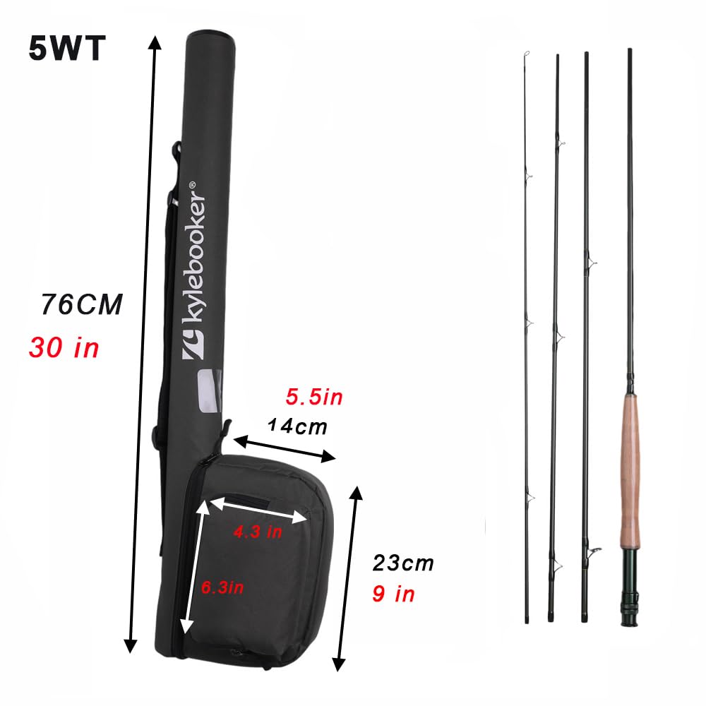 Kylebooker Fly Fishing Rod and Reel Combo Kit - 3/4/5/6/7/8 Weight Complete Starter Outfit with Carrying Case - Perfect for Beginners, Trout Fishing, and Outdoor Adventures