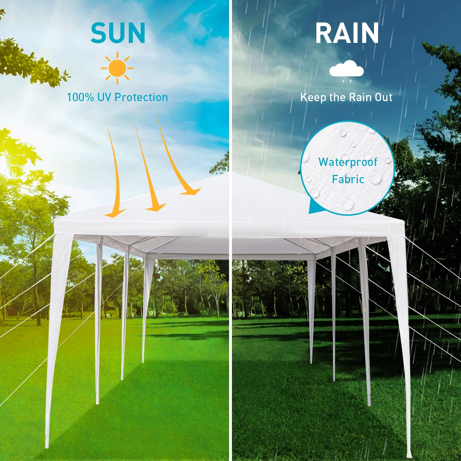 10'x30' Outdoor Party Tent with 8 Sidewalls & 2 Zipper Doors - Waterproof Wedding Canopy with UV Protection & Clear Windows - Perfect for Backyard Events, Catering, Patio Gatherings & Outdoor Weddings