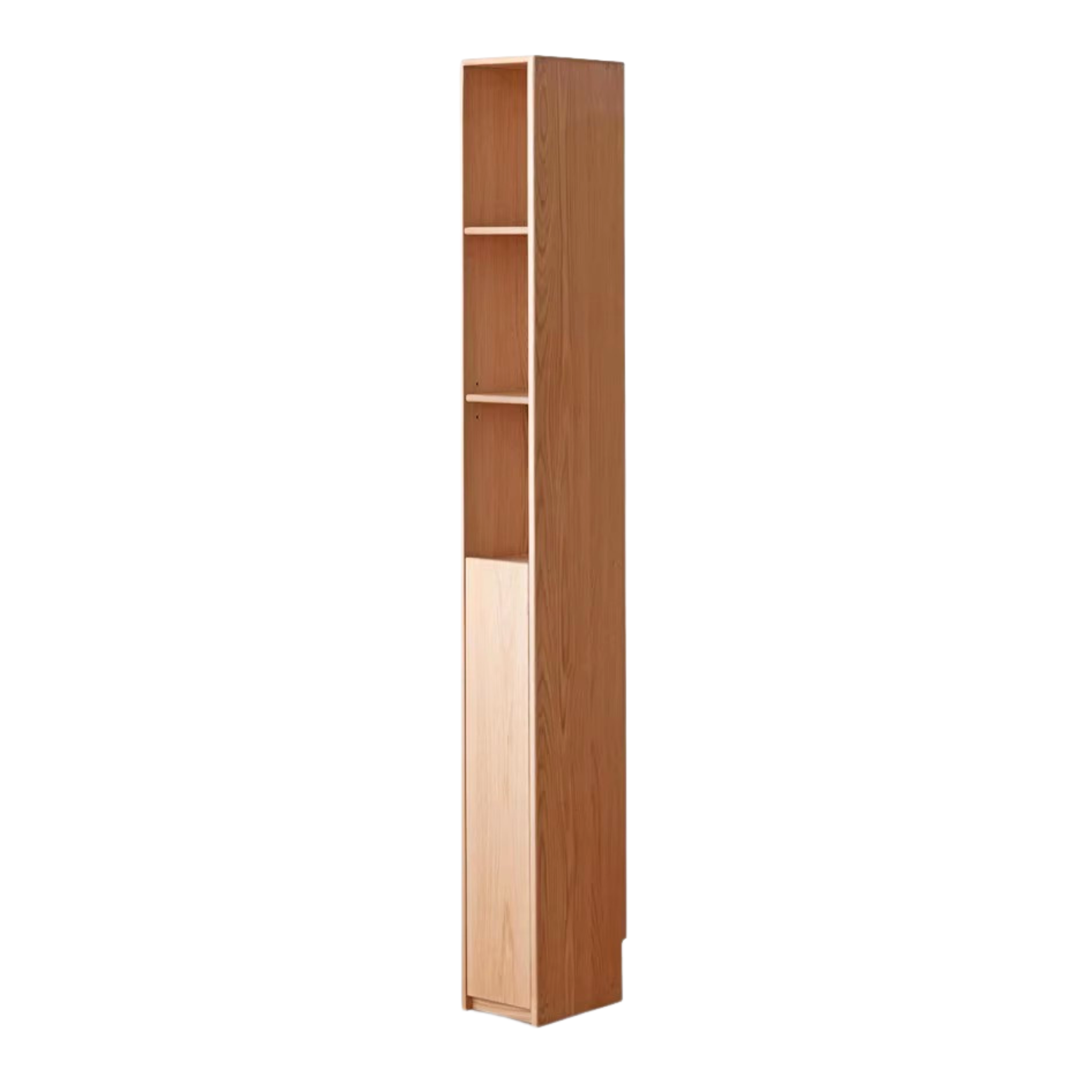 Oak Solid Wood Ultra Narrow Bookcase - Space-Saving Bookshelf for Small Rooms, Apartments & Home Office | Durable & Stylish Storage Solution