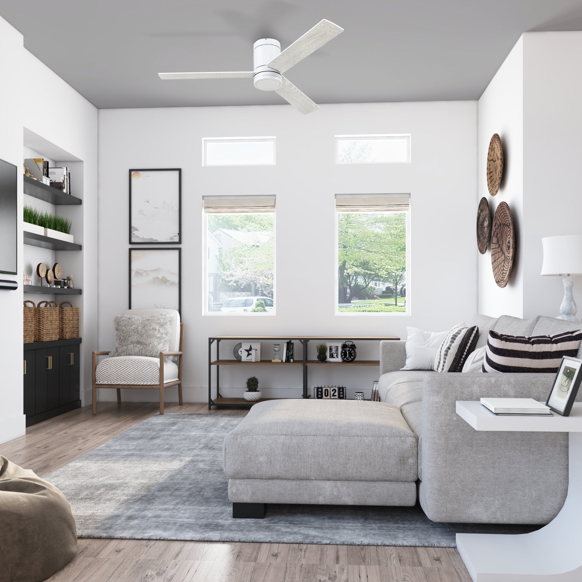 52 Inch White Espy Remote Control Ceiling Fan with Light Kit - Quiet, Energy Efficient for Bedroom, Living Room, and Outdoor Patio Use