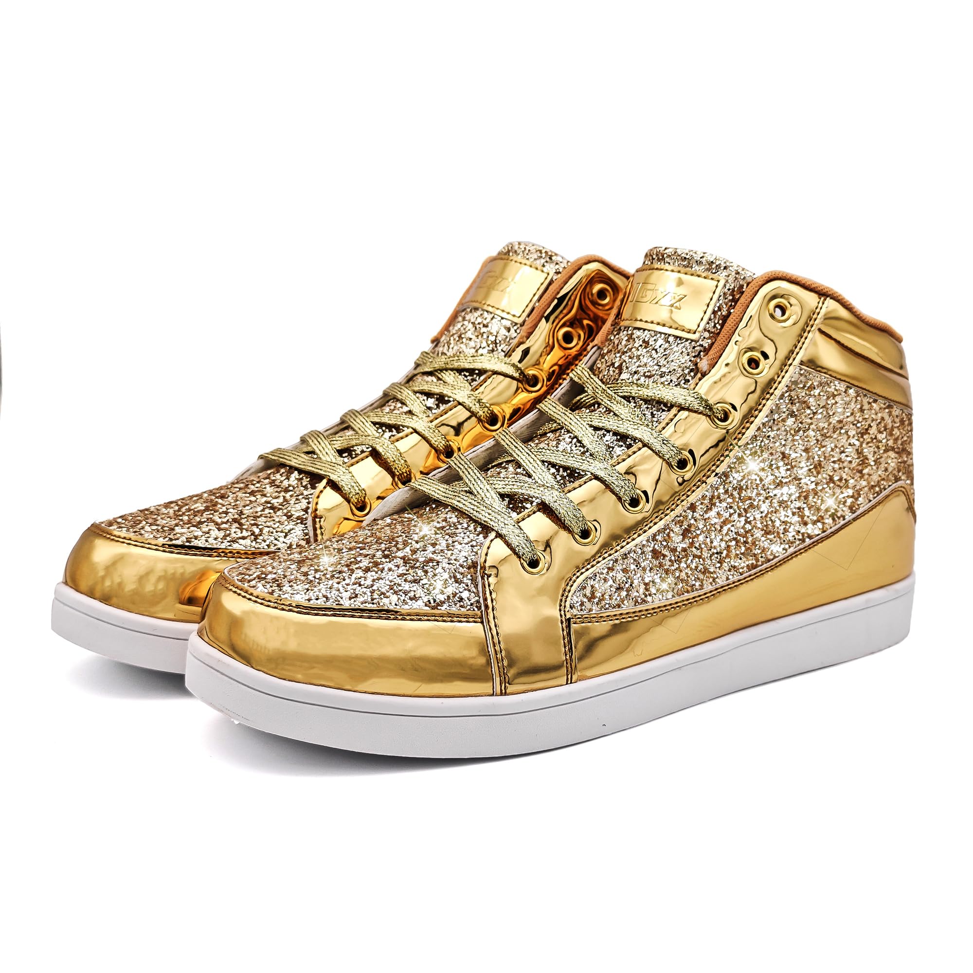 IGxx Men's Fashion High Top Glitter Sneakers - Sparkly Sequin Casual Shoes with Bling for Party, Night Out & Special Events