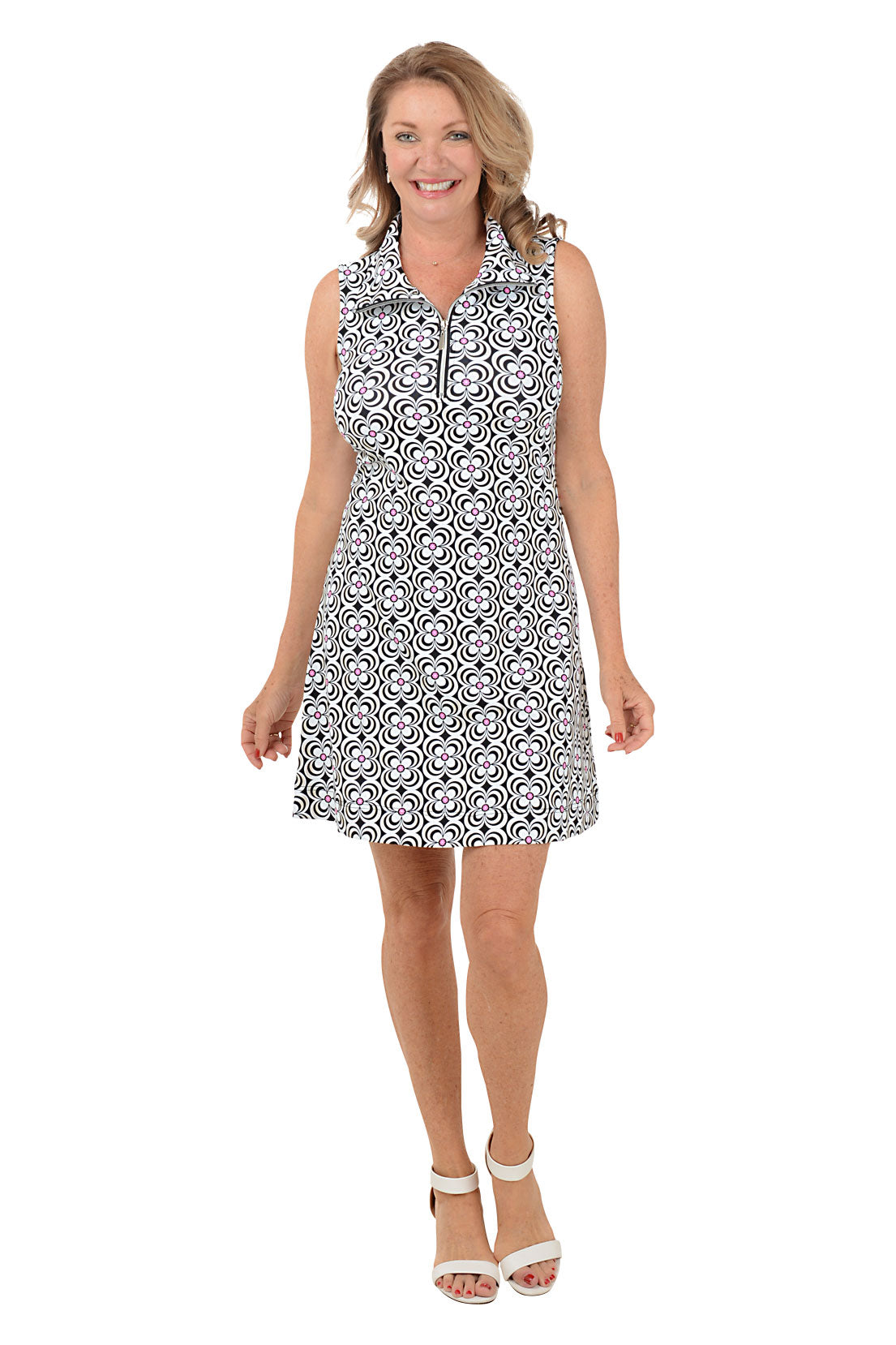 Black Floral Sun Protection Dress UPF50+ Sleeveless Summer Dress for Women - Perfect for Beach, Vacation & Outdoor Activities