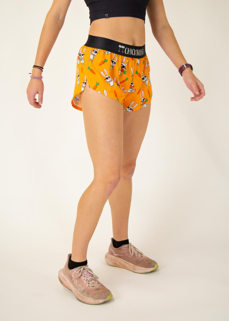 Bad Bunny 1.5 Split Shorts for Women - High Waisted Athletic Running Shorts with Side Splits - Perfect for Workouts, Yoga & Casual Wear