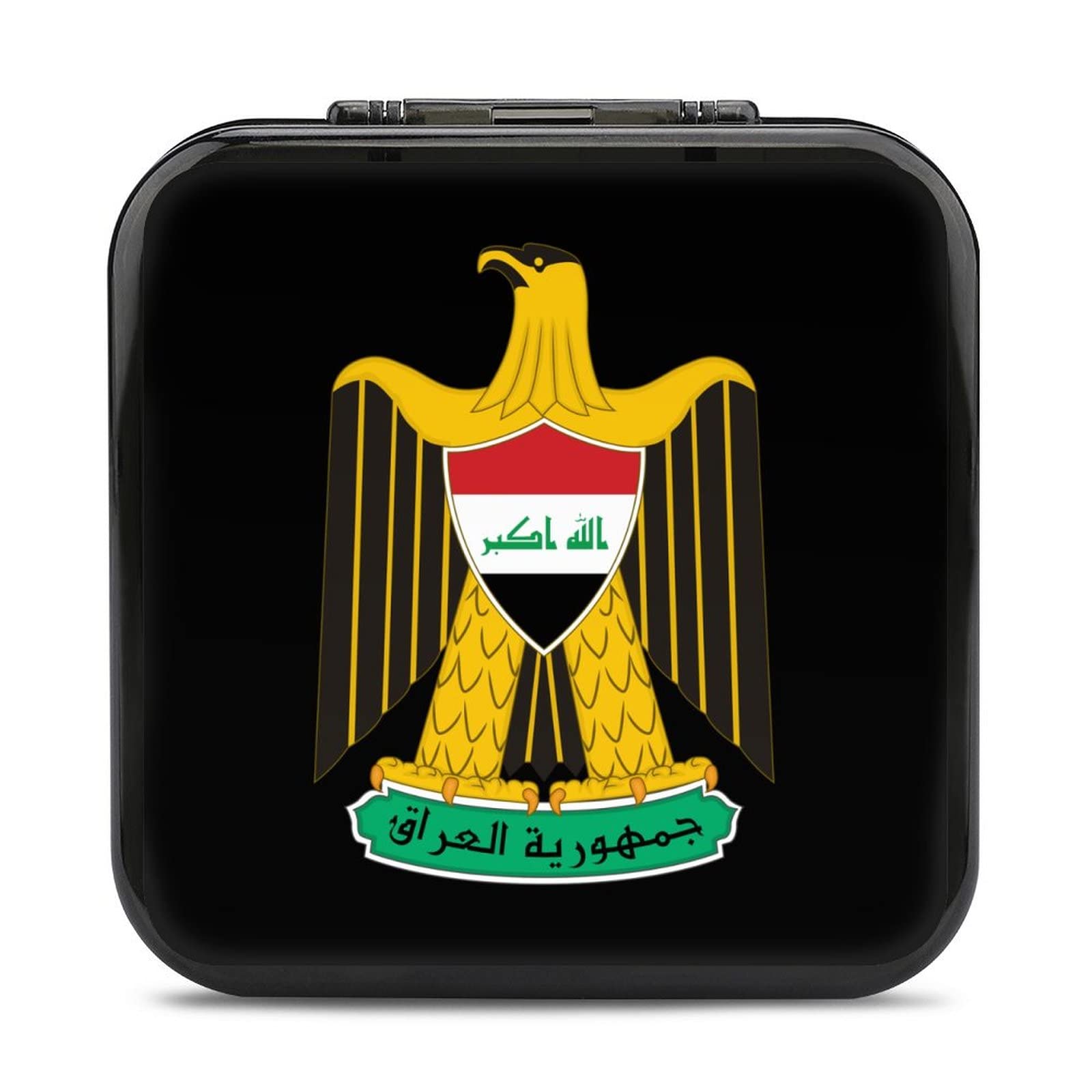 Iraq Coat of Arms Game Card Case - 24 Slot Storage Box for Nintendo Switch, PS4, Xbox - Portable Travel Organizer for Trading Cards & Video Games