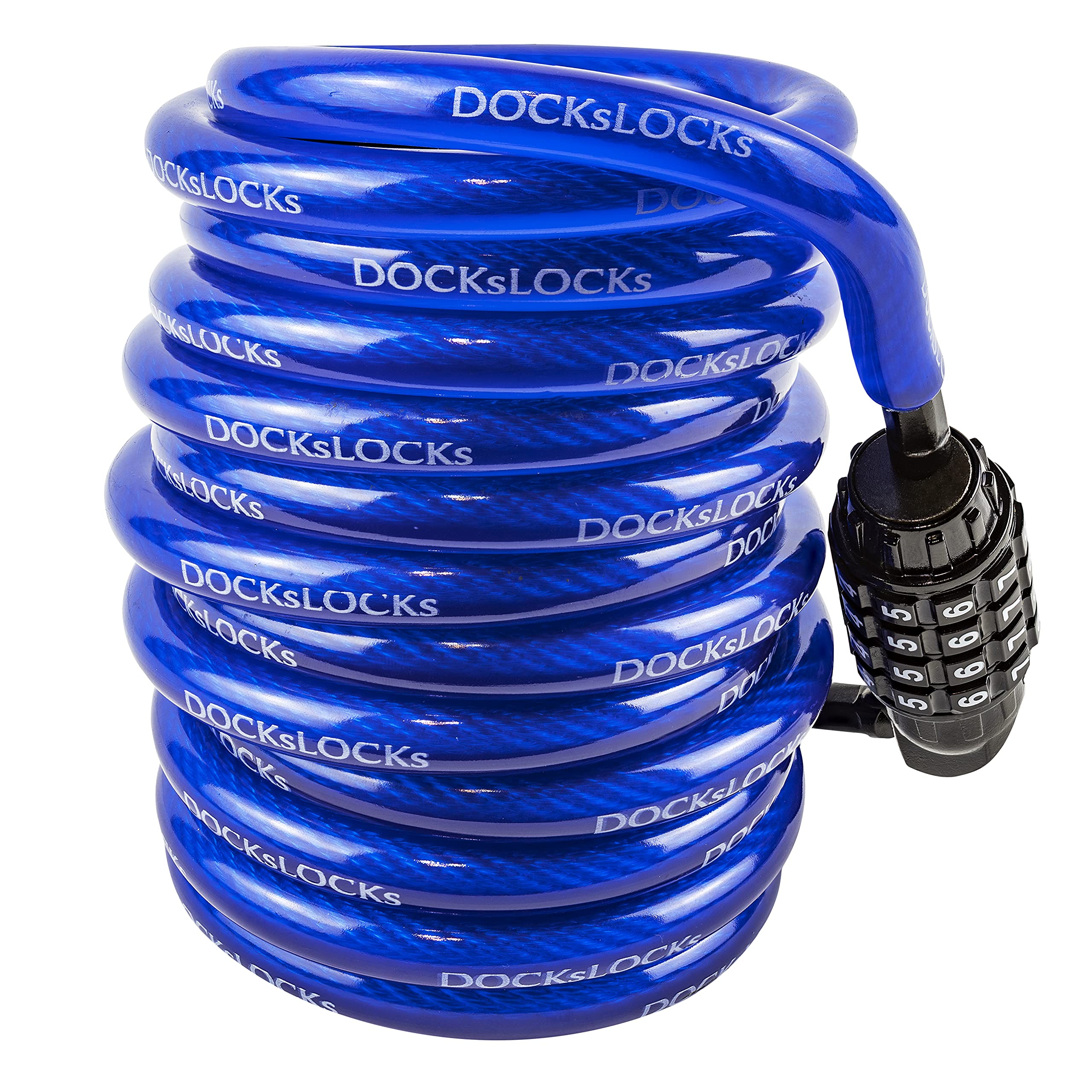 DocksLocks 15ft Anti-Theft Weatherproof Coiled Security Cable with Resettable Combination Lock - Secure Laptops, Bikes & Outdoor Equipment | Heavy Duty Protection for Home, Office & Travel
