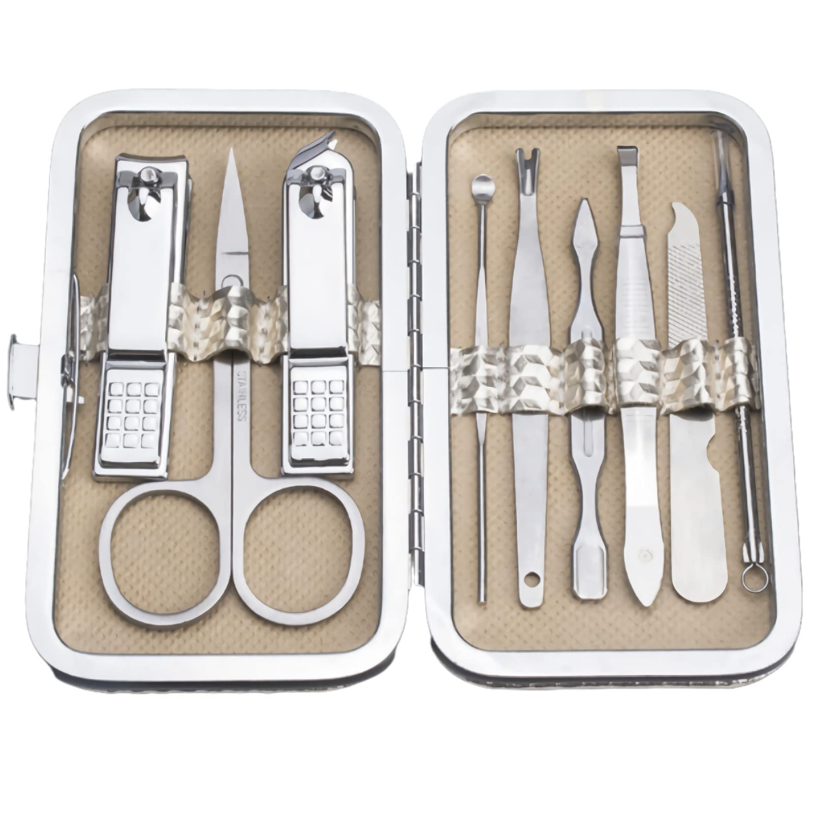 Premium Stainless Steel Nail Clippers Set - Super Sharp & Durable Toenail & Fingernail Clippers with Case - 9-Piece Professional Manicure Pedicure Kit (Gold) - Perfect for Travel, Home & Salon Use
