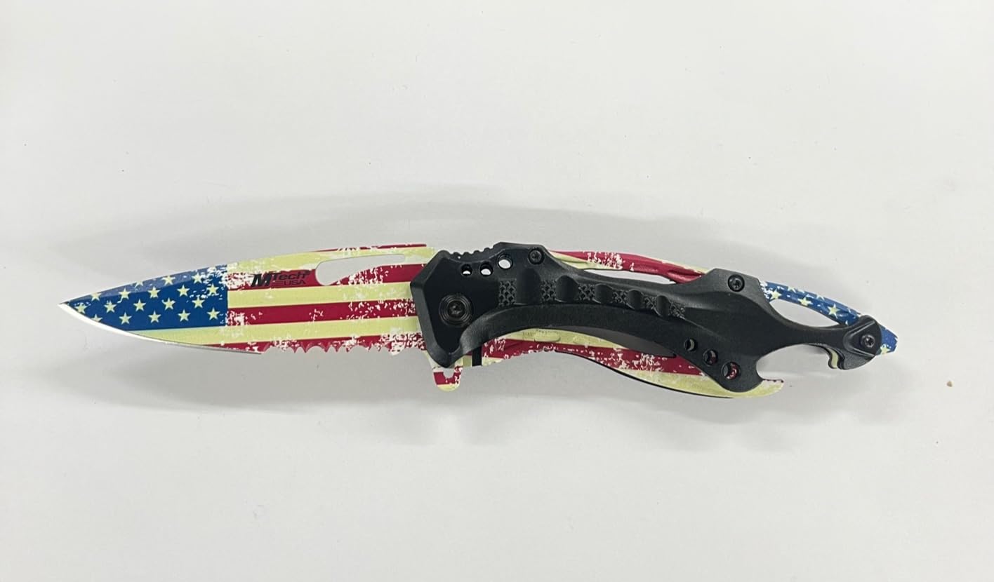 Personalized Laser Engraved Pocket Knife - Custom Engraved Gifts for Men, Fathers Day, Groomsmen & Graduation - Free Engraving (American Flag Design) - Perfect for Camping, Hiking & Everyday Carry