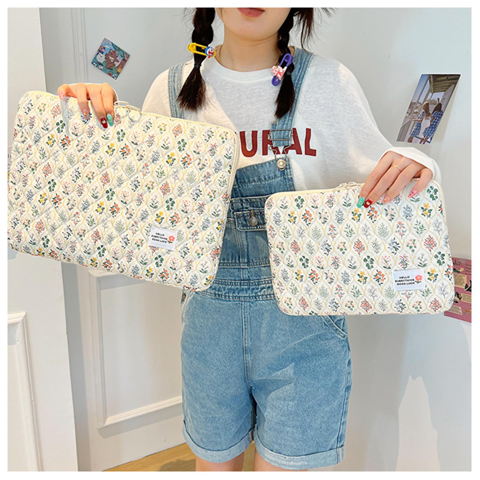 Floral Laptop Sleeve Bag for 13-15 Inch Notebooks - Cute Flower Print Protective Case for MacBook, Dell, HP - Perfect for Work, School & Travel Accessories