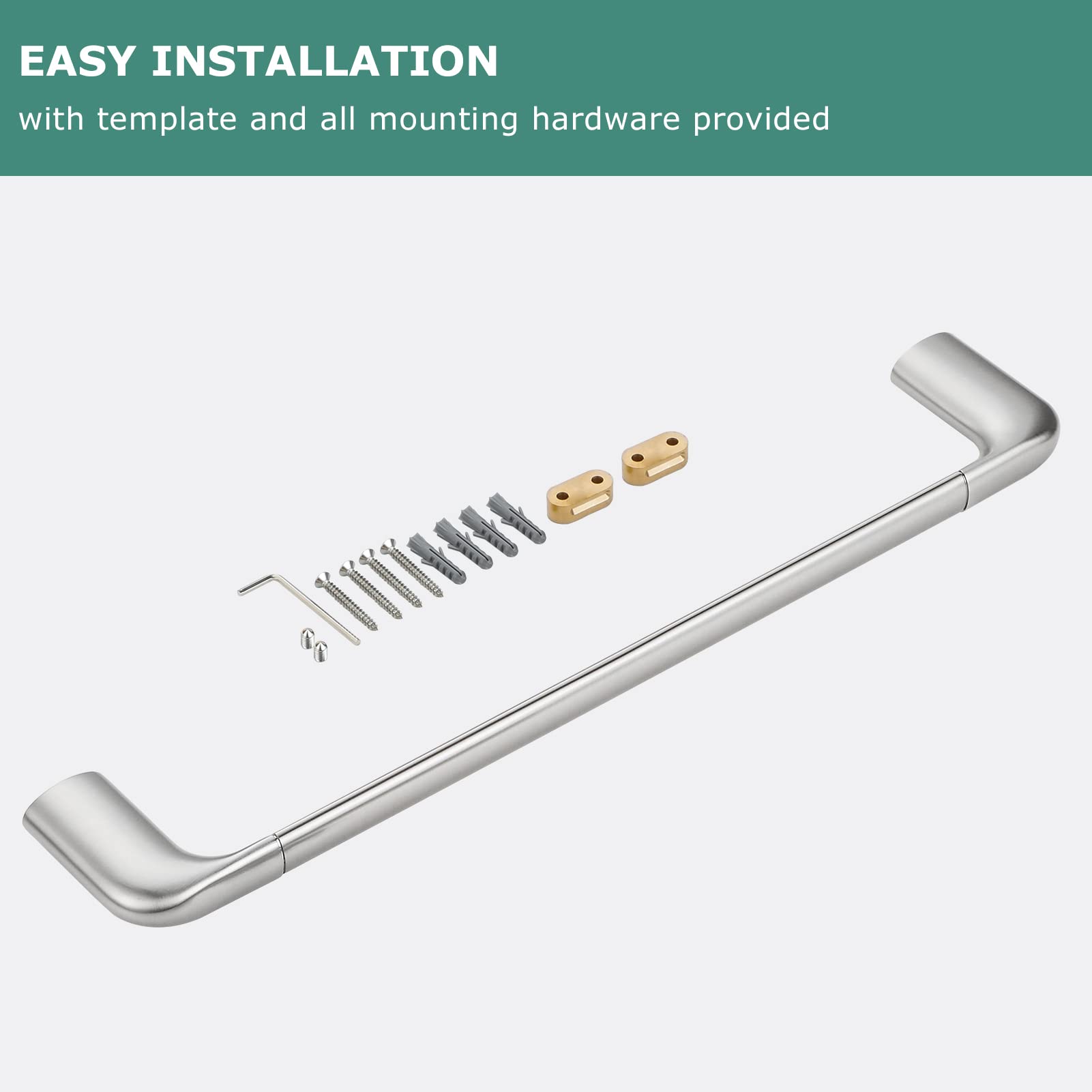 PARLOS 17 Inch All Brass Wall Mounted Towel Bar - Brushed Nickel Bathroom Towel Holder & Hanger Rack for Bathroom, Spa, and Luxury Home Decor