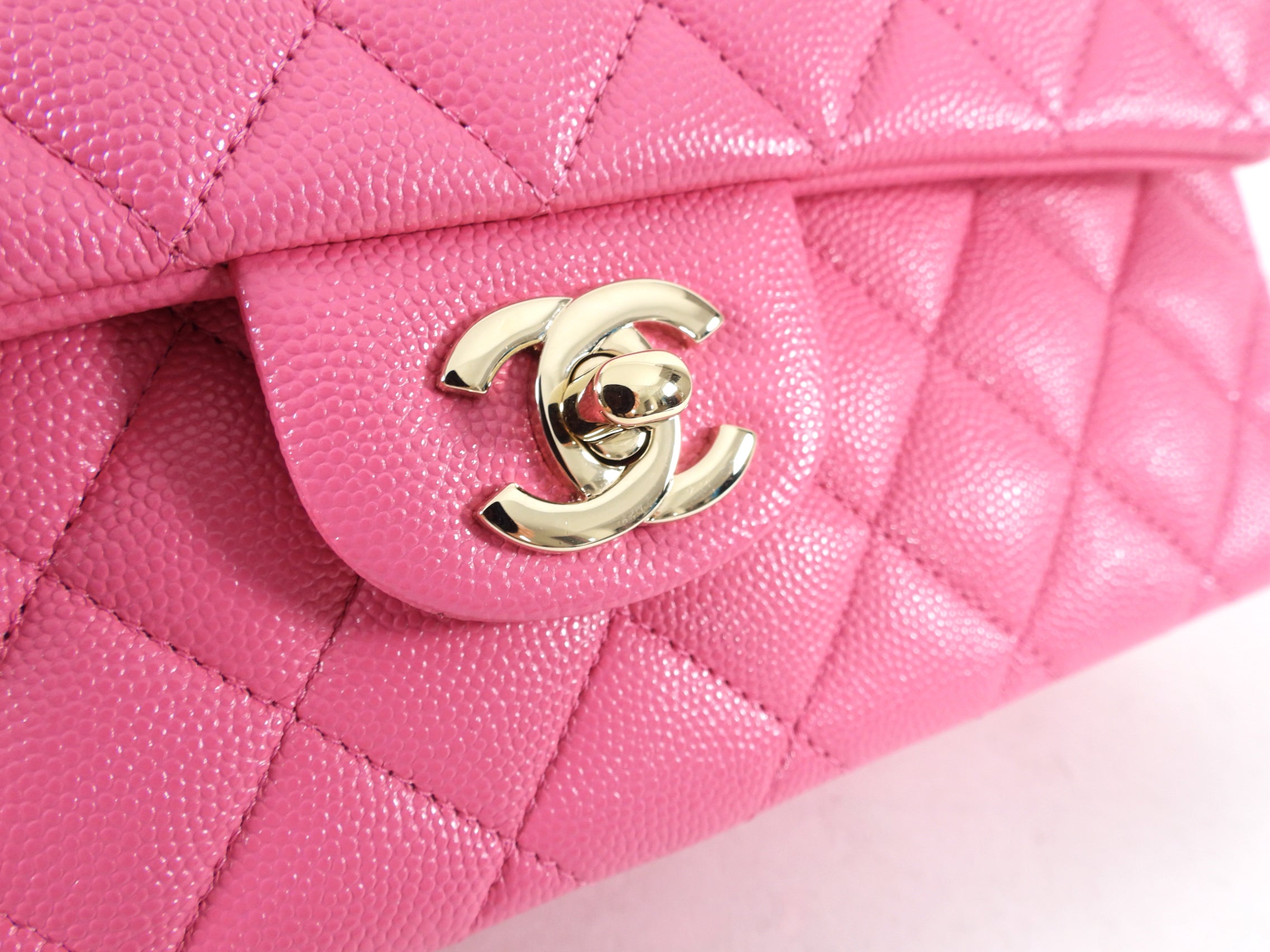 Chanel 2021 Small Pink Caviar Leather Double Classic Flap Bag with Gold Hardware - Luxury Designer Handbag for Women, Perfect for Parties, Weddings & Everyday Elegance