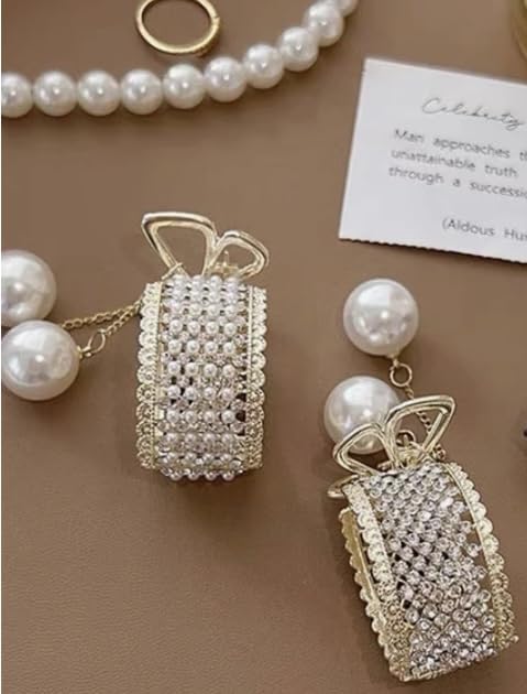 Korean Pearl Beads Hair Claw Clip - Elegant Rhinestone Ponytail Holder & French Barrette for Women and Girls | Perfect for Weddings, Parties, and Everyday Styling