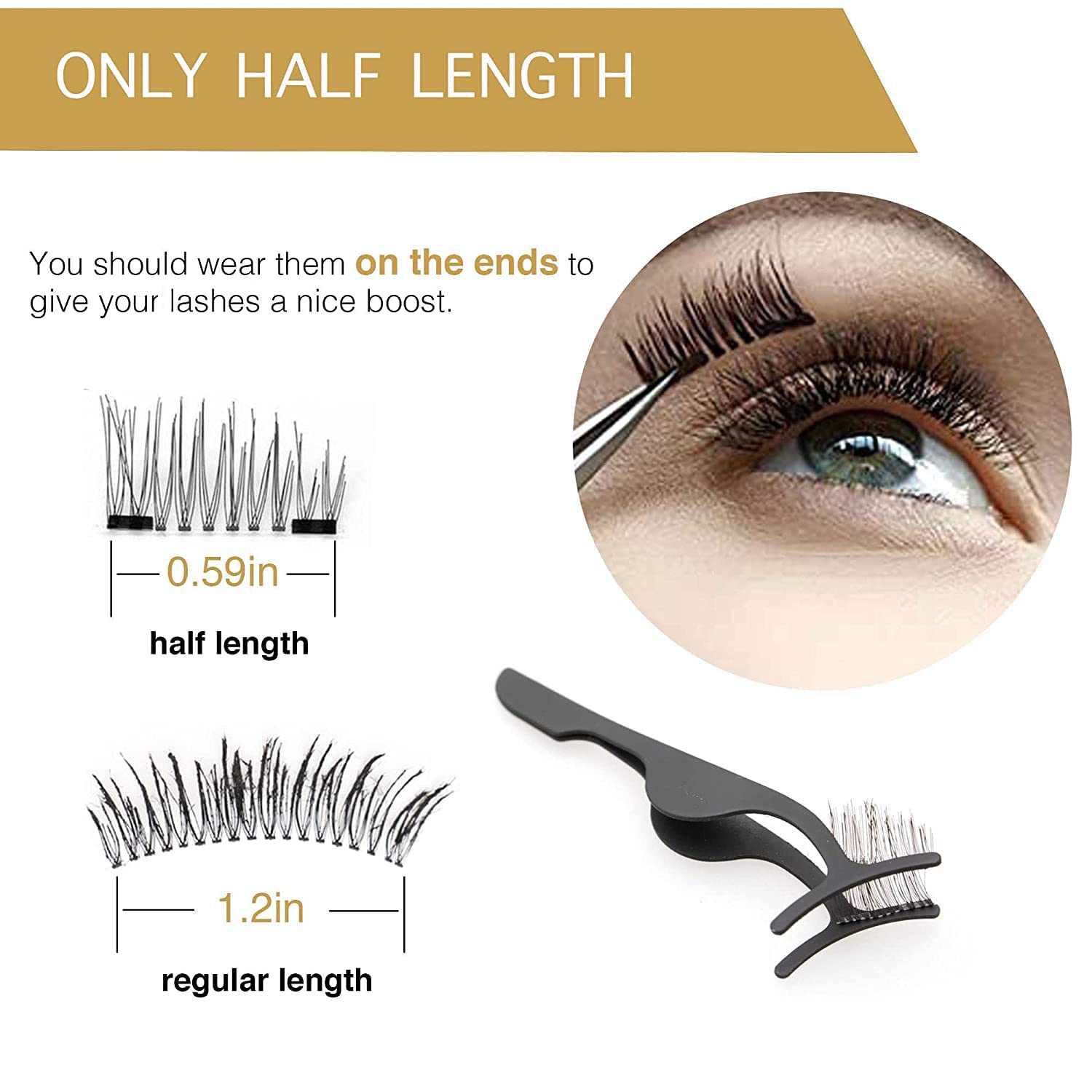 VASSOUL Dual Magnetic Eyelashes - 0.2mm Ultra Thin Half Lashes with Magnetic Applicator | Reusable 3D False Eyelashes for Natural Look | Perfect for Daily Wear, Parties & Special Occasions