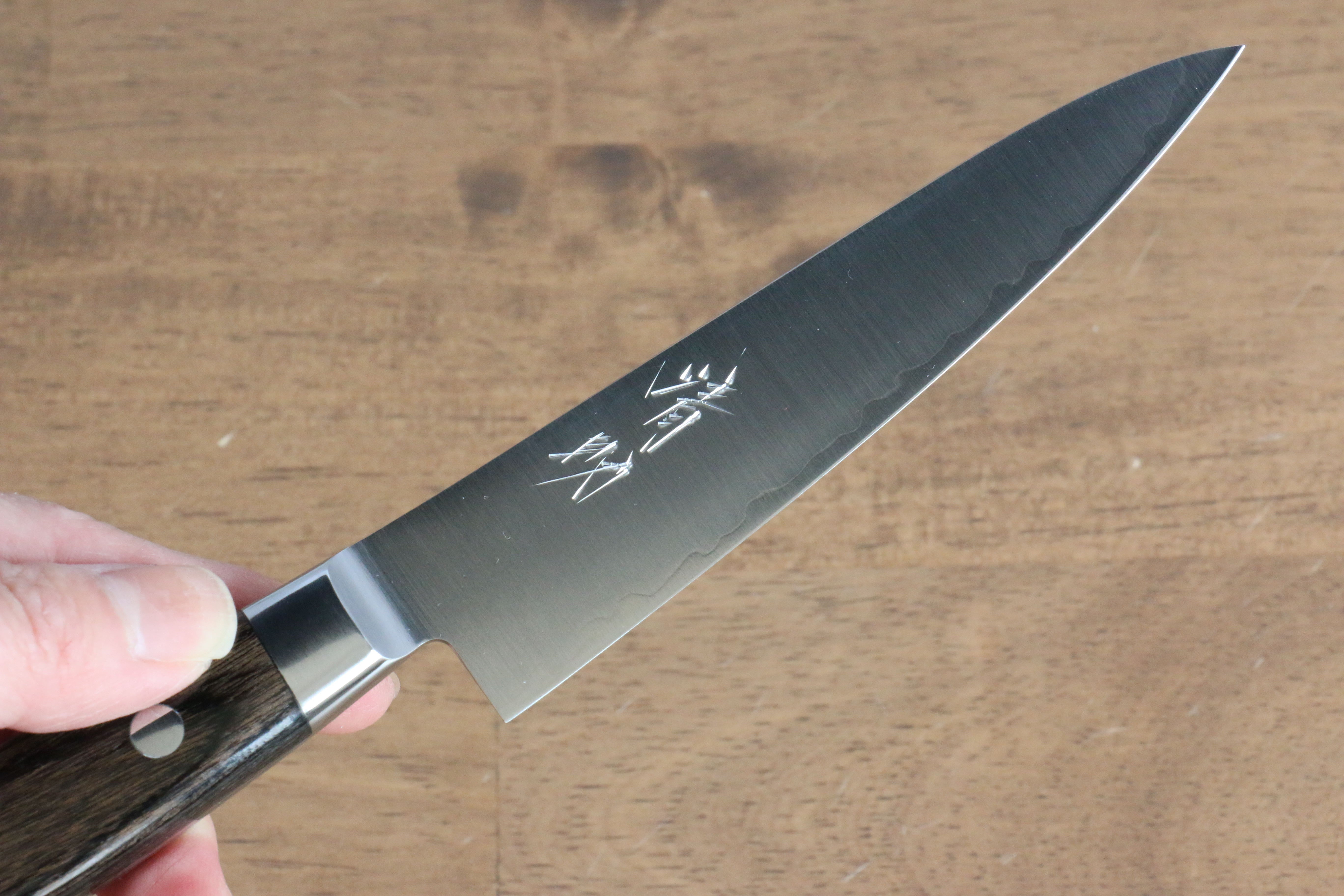 Premium Seisuke SG2 Japanese Stainless Steel Petty Utility Knife 120mm - Brown Pakkawood Handle - Perfect for Slicing, Peeling & Precision Kitchen Tasks