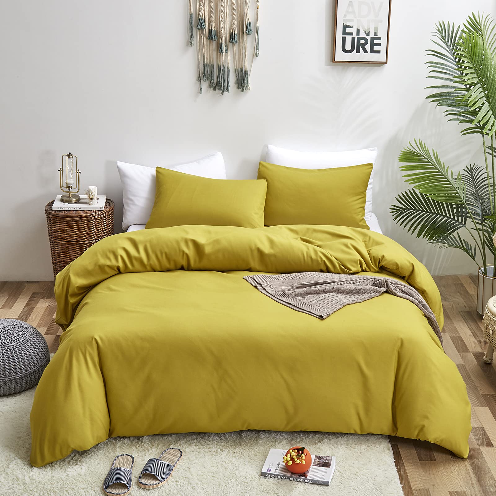 Soft Moss Green Cotton Comforter Set - Queen Size Modern Solid Chartreuse Bedding, Breathable Full Quilt Blanket for Men & Women | Perfect for Cozy Bedrooms, Guest Rooms & Dorm Decor
