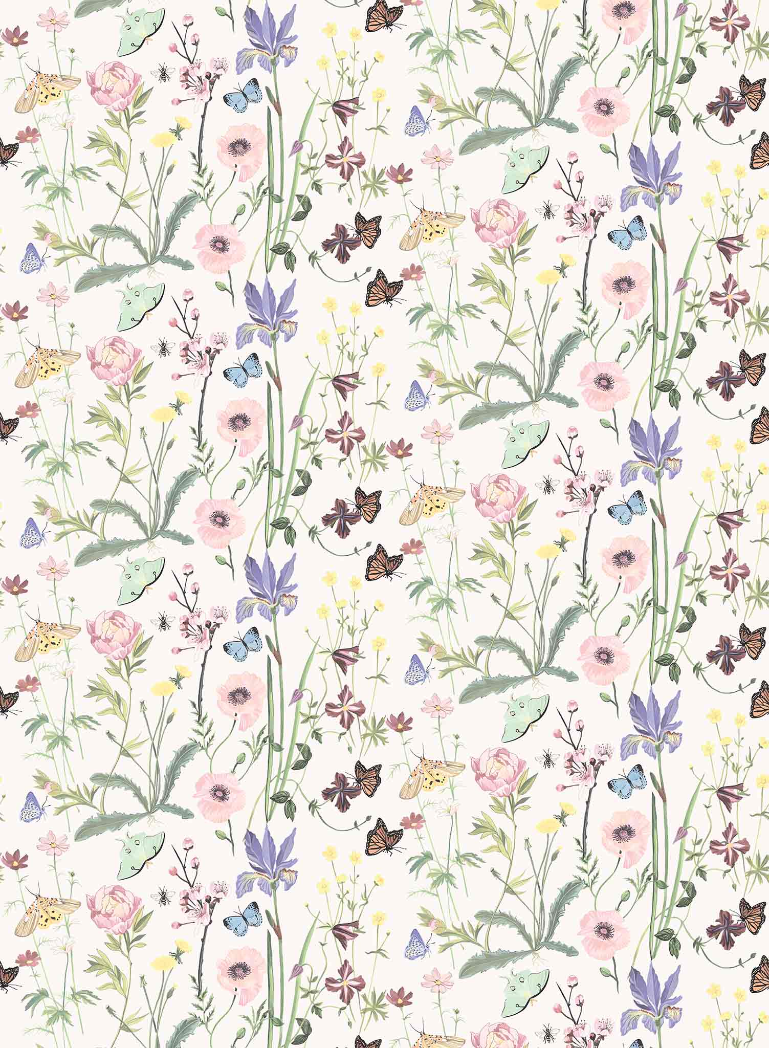 Midsommar Floral Wallpaper - Vintage Scandinavian Design for Home Decor, Living Room & Bedroom