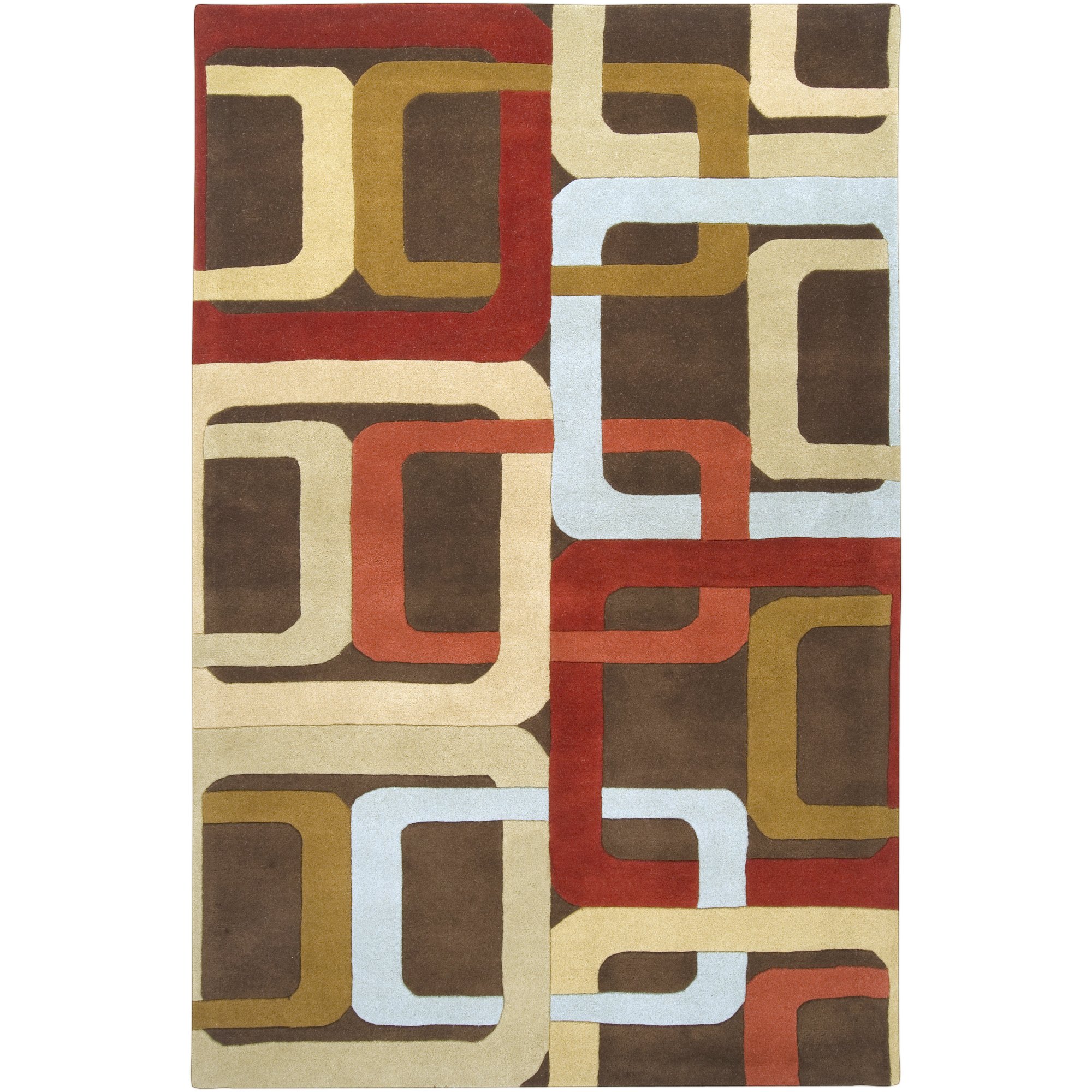 Contemporary Hand-Tufted 100% Wool Dark Chocolate 8' Round Geometric Area Rug - Surya Forum FM-7106 - Perfect for Living Room, Bedroom & Office Decor