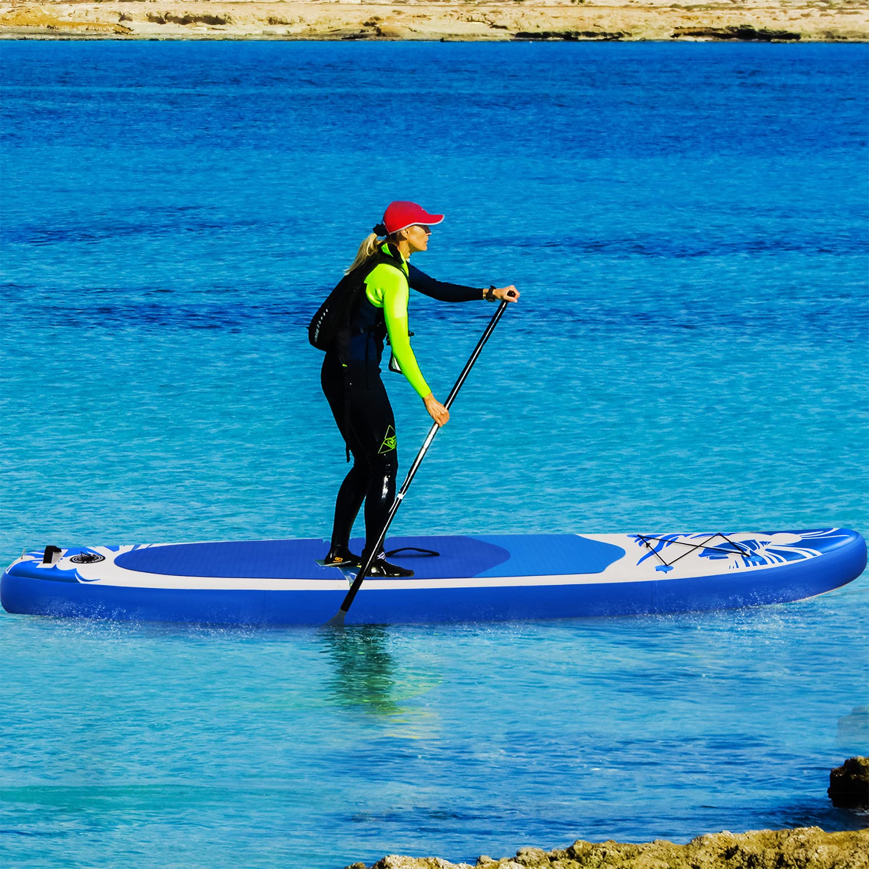 Premium Inflatable Stand Up Paddle Board for Adults - All-Around SUP for Surfing, Yoga & Fitness | Includes ISUP Accessories (Fin, Leash, Hand Pump, Backpack) | Perfect for Lakes, Oceans & Calm Waters