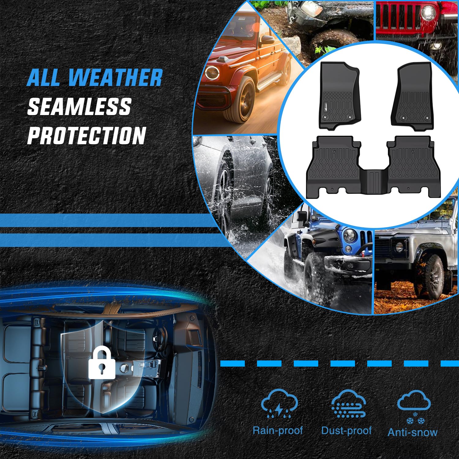 Nilight Heavy Duty TPE Floor Mats for Jeep Wrangler JL Unlimited 4 Door (2018-2025) - All Weather Custom Fit Floor Liners, Non-Slip Protection for Off-Road & Daily Driving